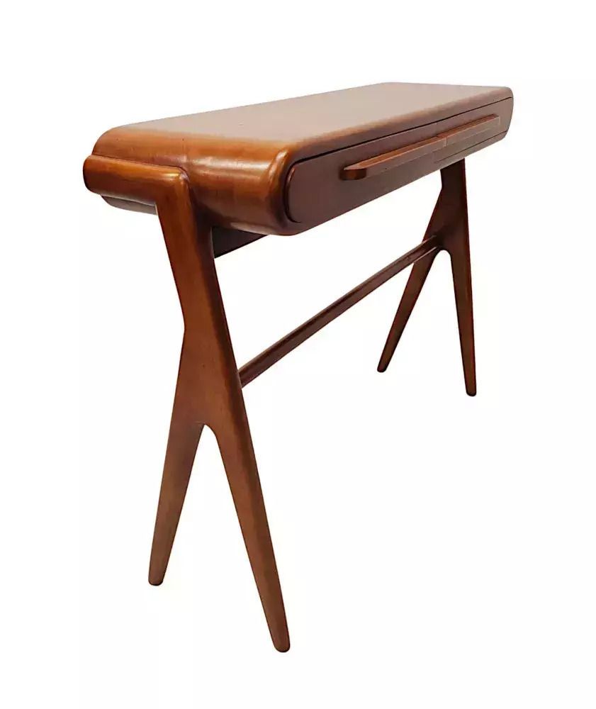 A Stunning Walnut Mid Century Danish Style Console Or Side Table photo furniture