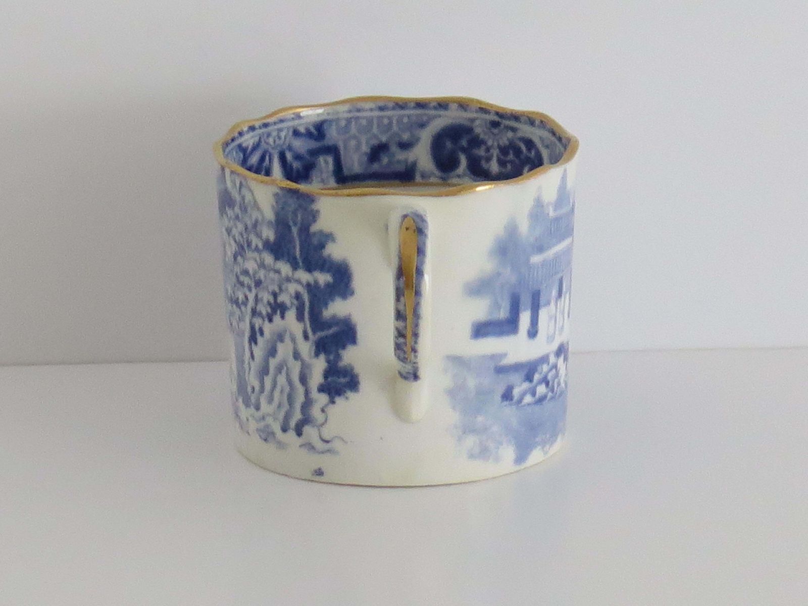 photo buy Miles Mason Porcelain Coffee Can & Saucer Blue And White Pattern, Circa 1805.