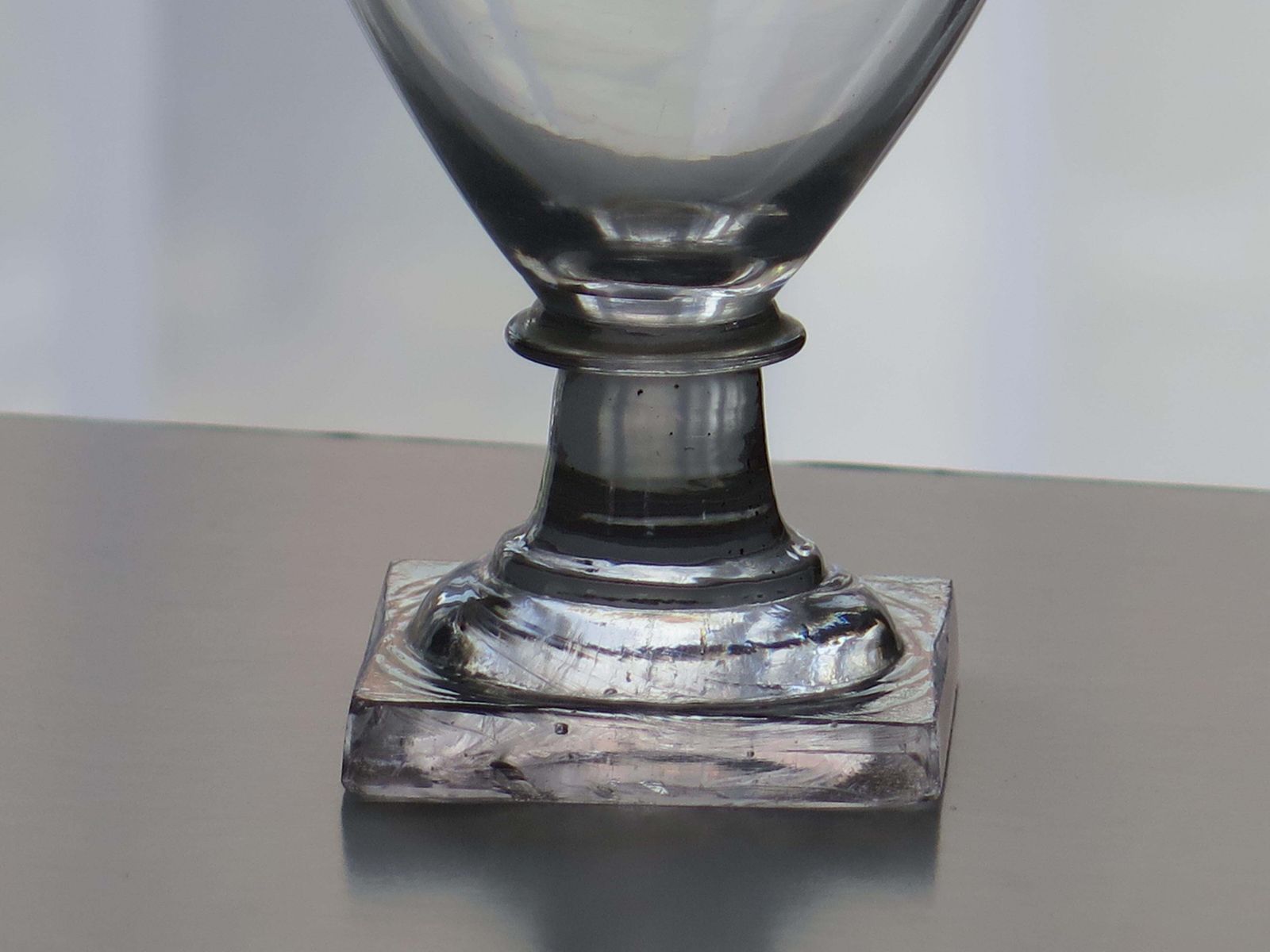 Georgian Rummer Drinking Glass, Hand Blown Lead Glass, Square Foot, 1790. photo 174.0