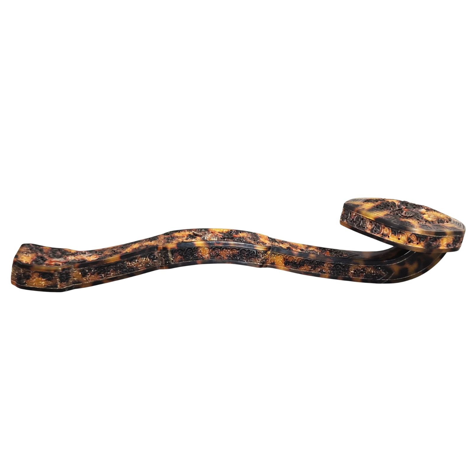 Chinese Qing Dynasty Carved Tortoiseshell Ruyi Sceptre, Probably Late 19th Century photo furniture