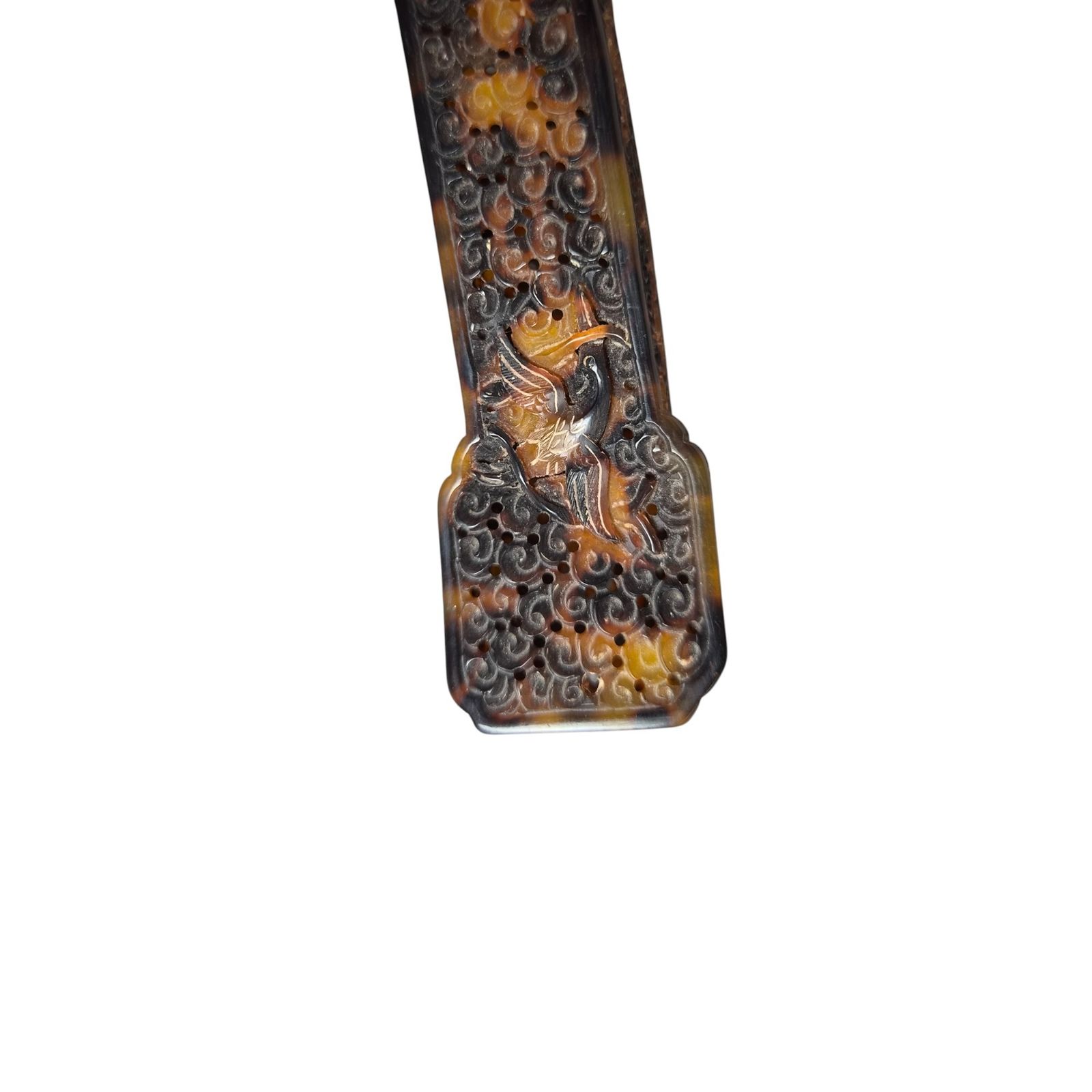 photo vintage Chinese Qing-dynastie gesneden schildpadden ruyi-scepter, waarschijnlijk laat 19e eeuw