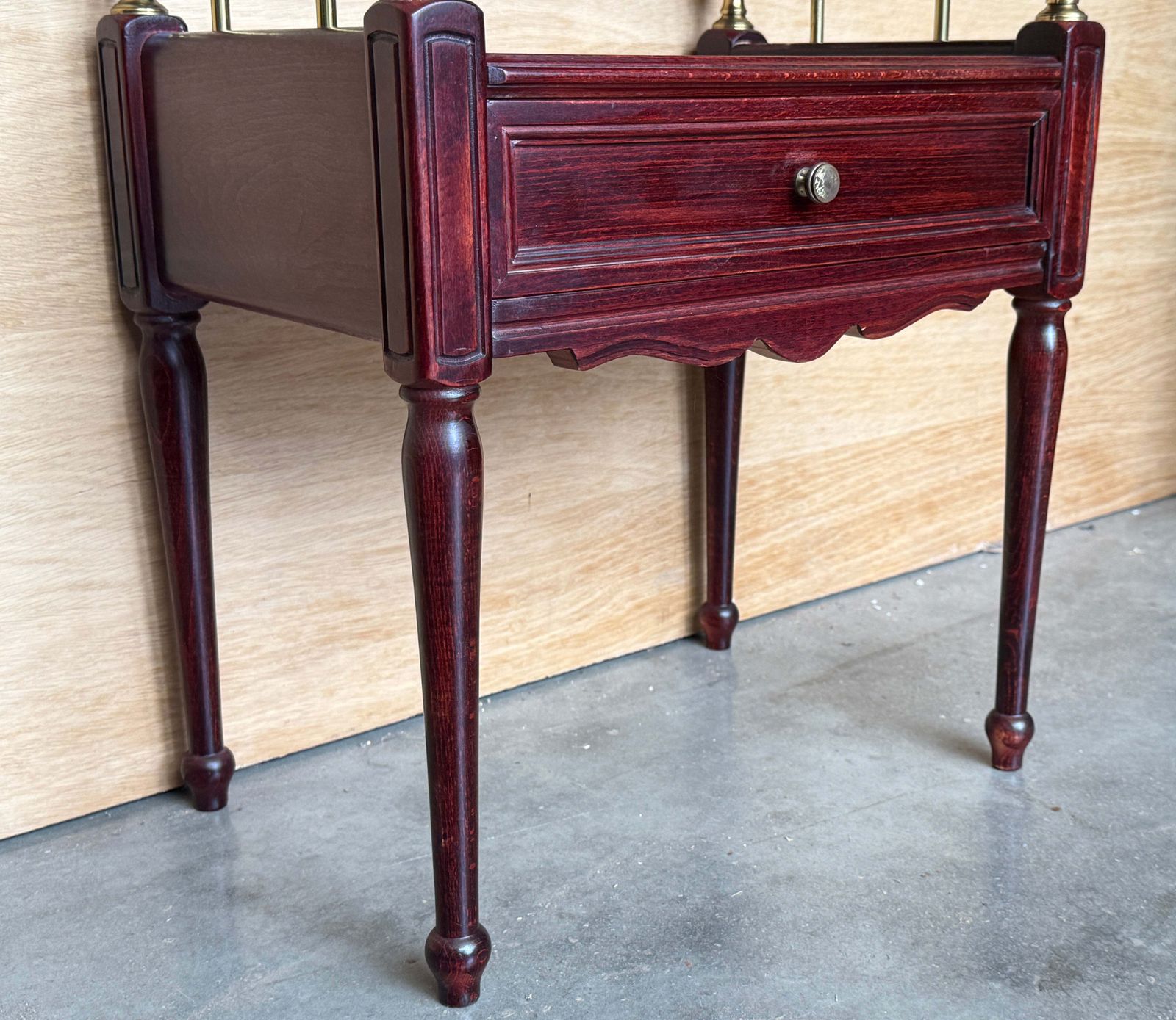 photo buy Pair Of Vintage Mahogany And Brass Two Tier Nightstands With Drawers