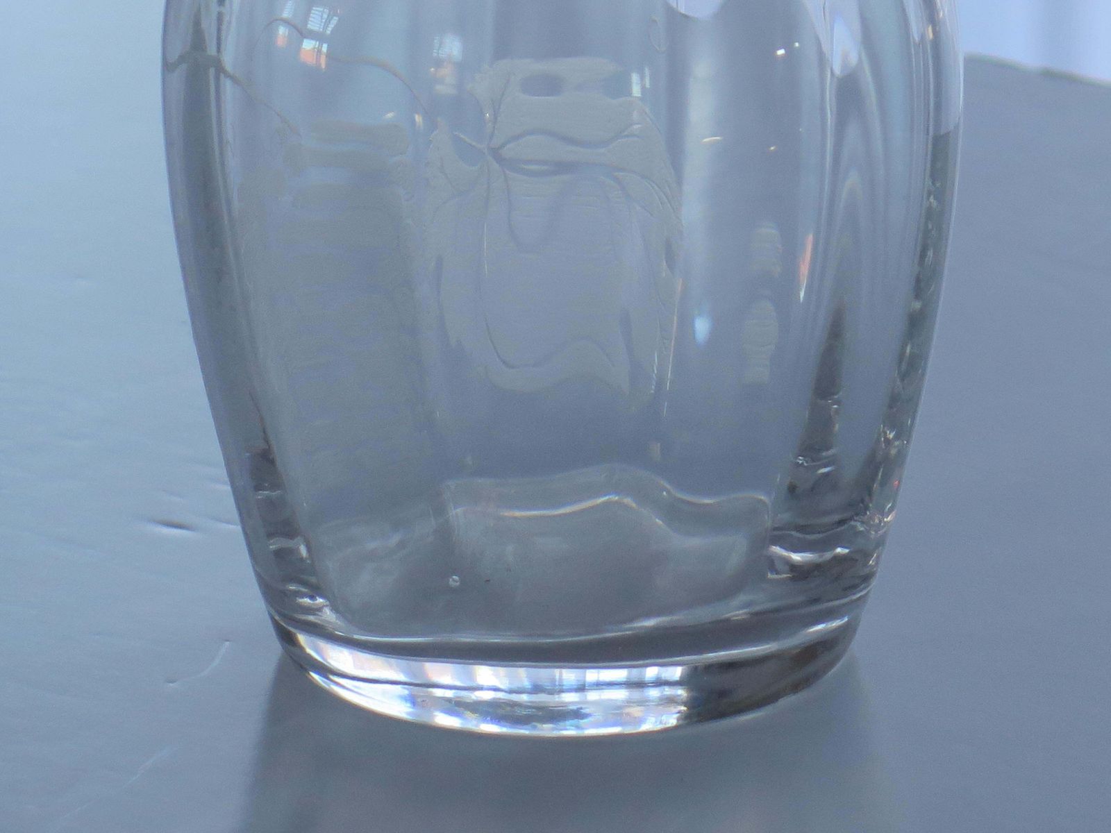 photo for sale Mid 20th Century Lead Crystal Glass Carafe With Etched Grape Vine.