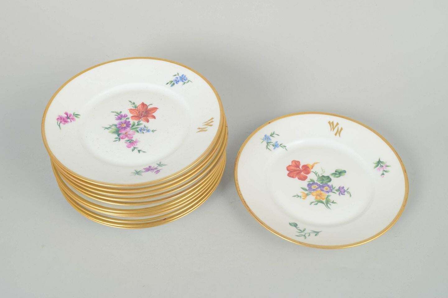 Rosenthal. Set Of Twelve Porcelain Plates With Floral Motifs. 1930s. photo furniture