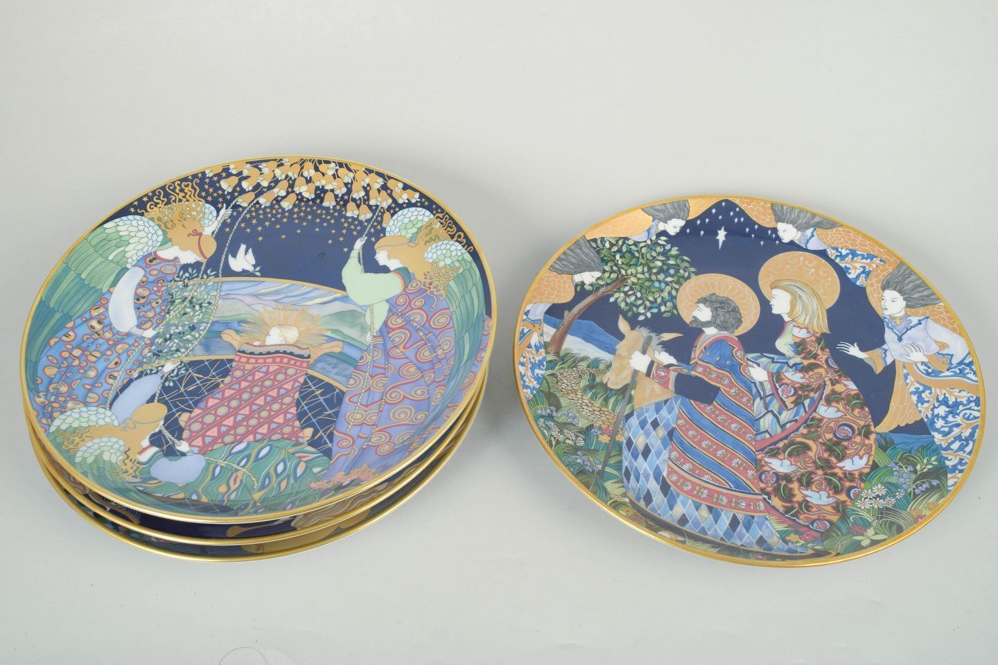 Jacqueline Lynd voor Rörstrand, set van vier kerstborden in faience, jaren 1980 photo furniture