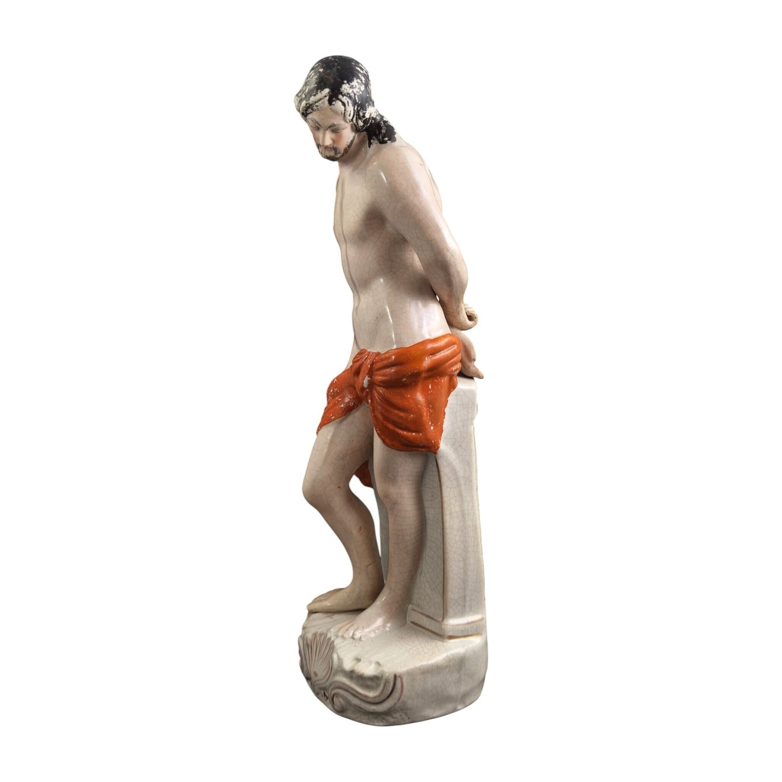 Large Victorian Staffordshire Christ Figure In Earthenware, C.1860 photo 750.0