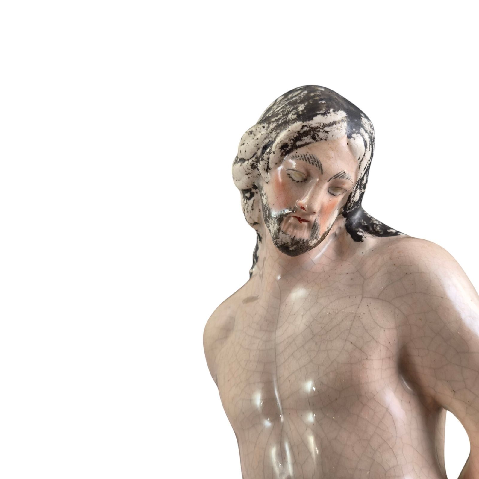 Art Large Victorian Staffordshire Christ Figure In Earthenware, C.1860 photo