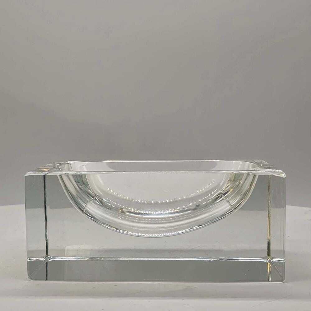 1960s Rectangular Totally Transparent Ashtray Or Catch All In Murano Glass Flavio Poli For Seguso. Made In Italy photo furniture