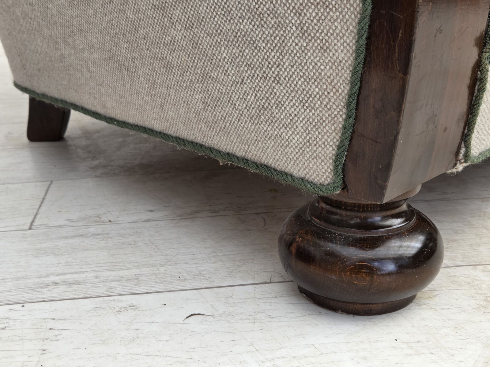 1960s, Danish 3 Seater Sofa, Furniture Wool, Oak Wood. photo for sale