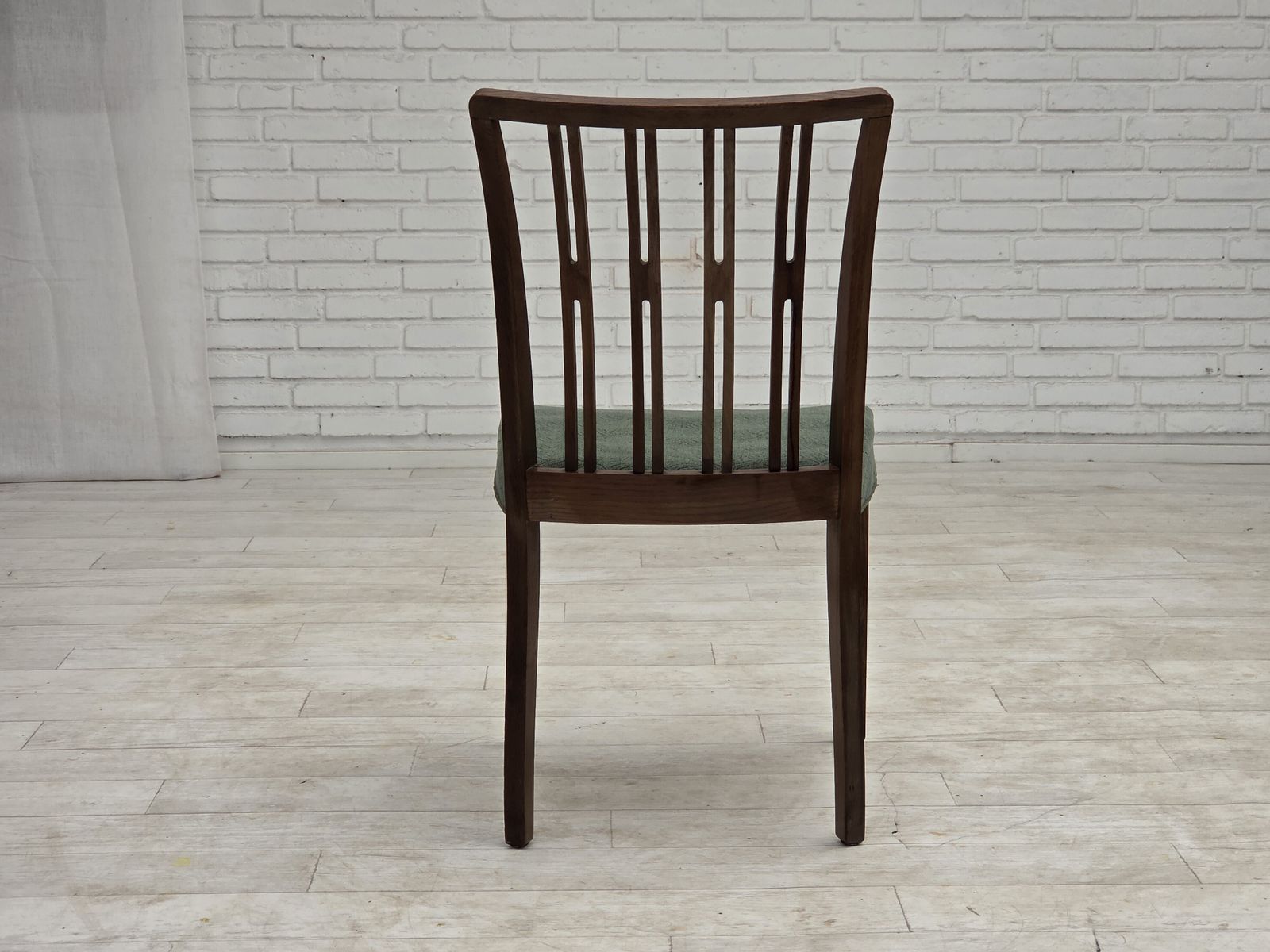 Furniture 1960s, Set Of 6 Danish Dining Chairs, Furniture Wool, Oak Wood. photo