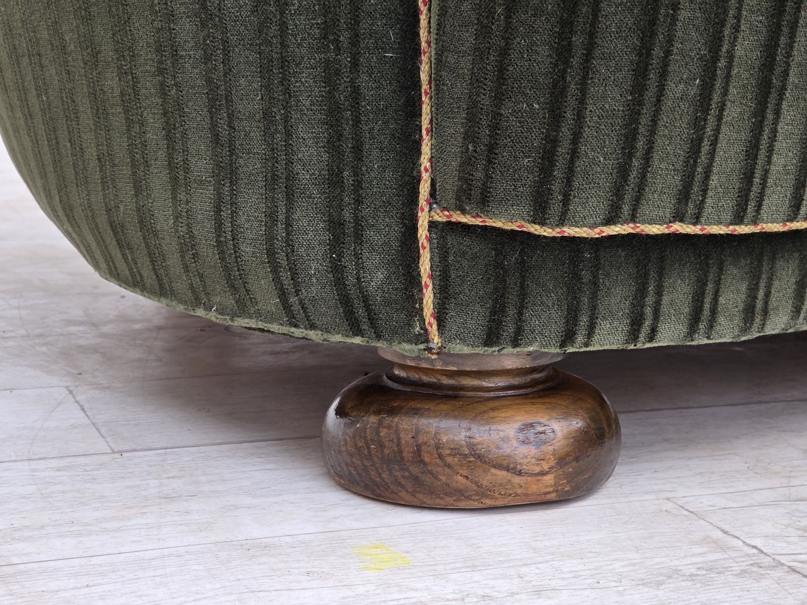 1960s, Danish 2 Seater Curved Sofa, Furniture Velour, Oak Wood. photo for sale