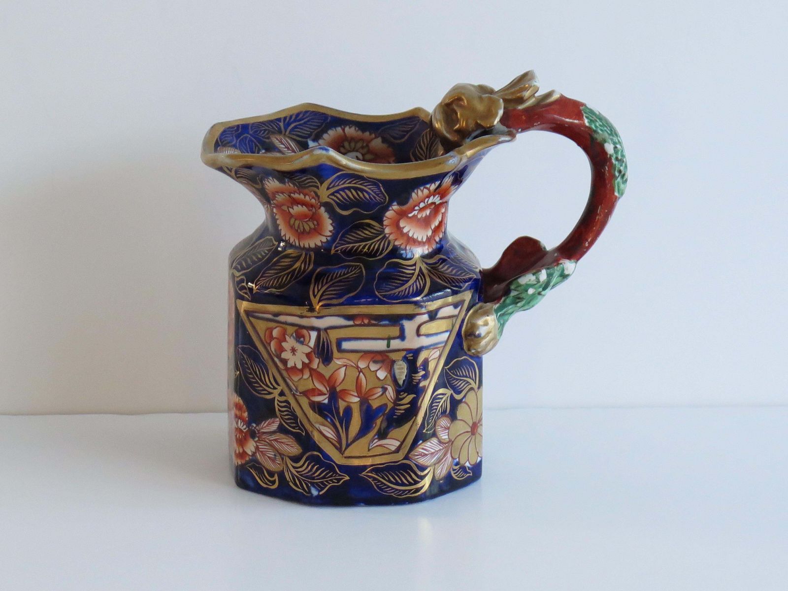 Mason's Ironstone Jug, Octagonal Pitcher, School House Pattern, 1817 photo for sale