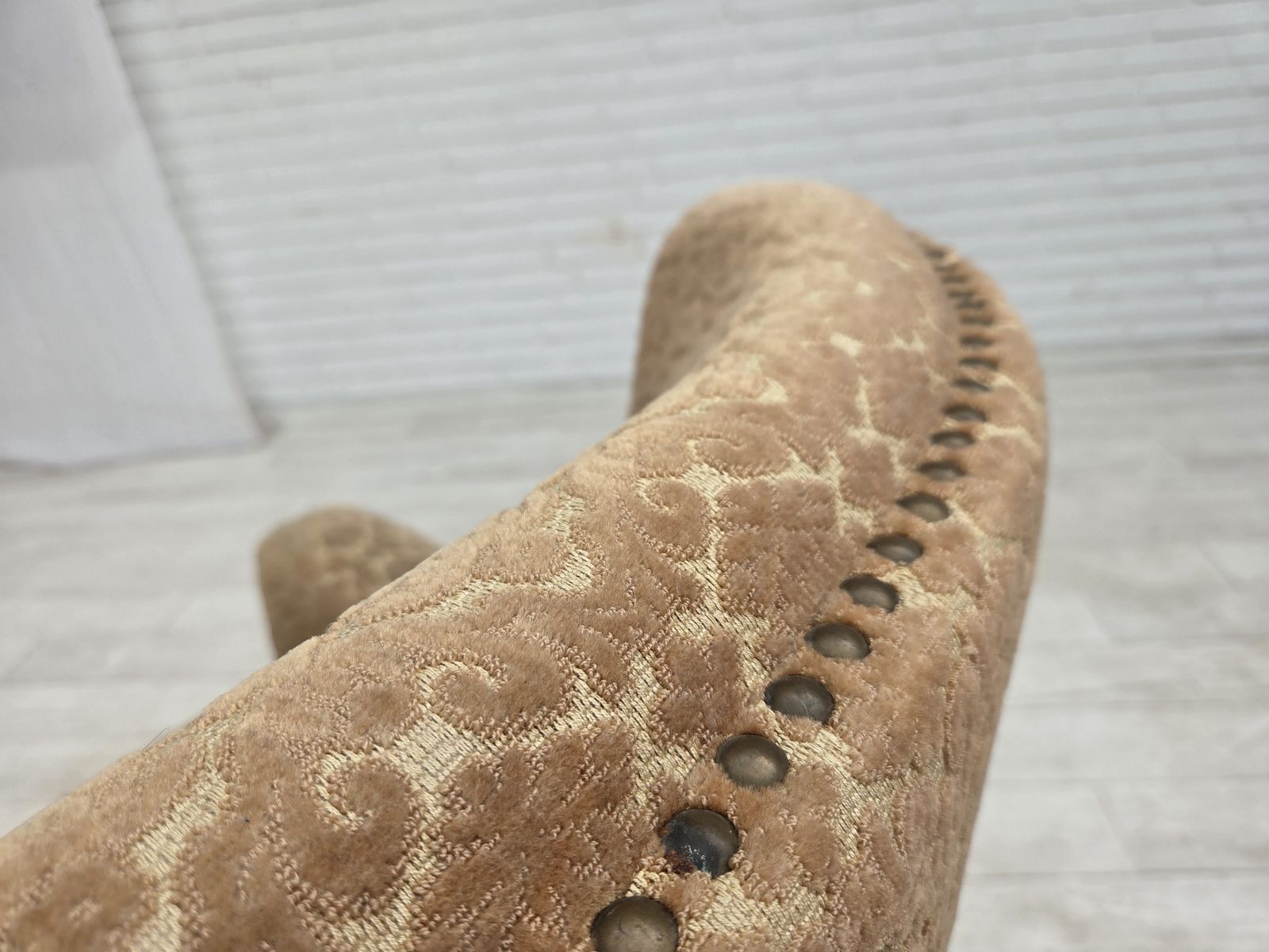 1180.0 1960s, Danish Armchair, Furniture Velour, Beech Wood. photo