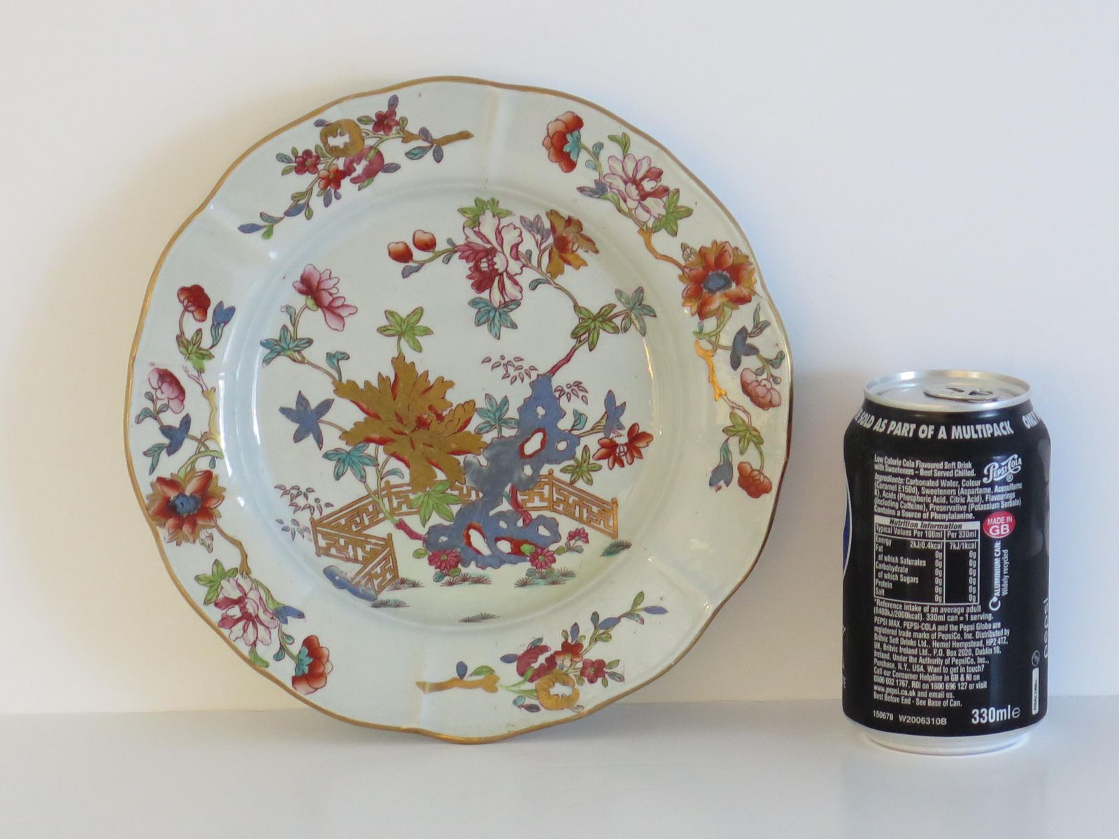 photo vintage Mason's Ironstone Desert Plate, handgeschilderd, ca. 1818