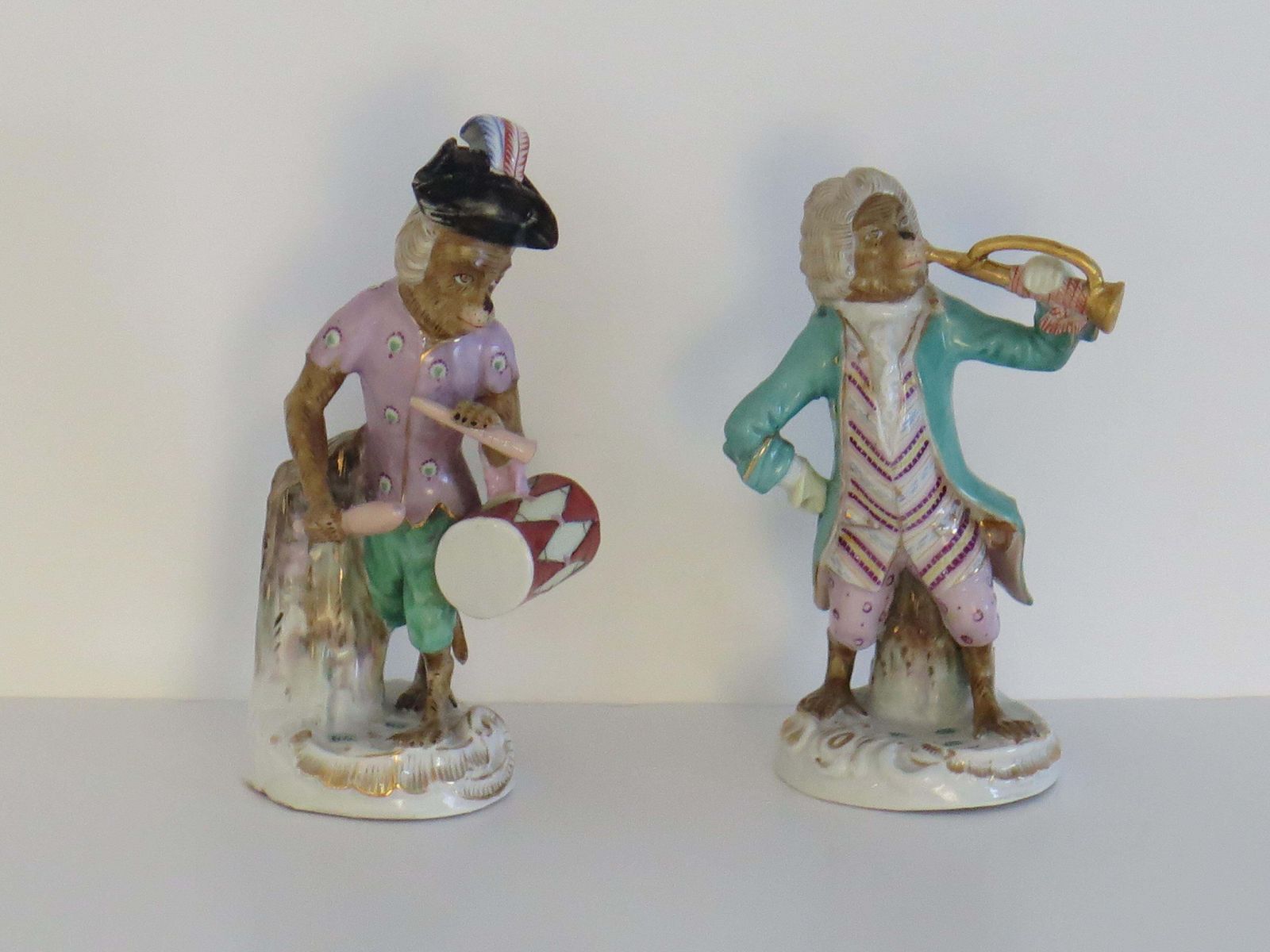 Sitzendorf Porcelain Monkey Band Figurines Set, 9 Pieces, ca. 1910 photo 1175.0