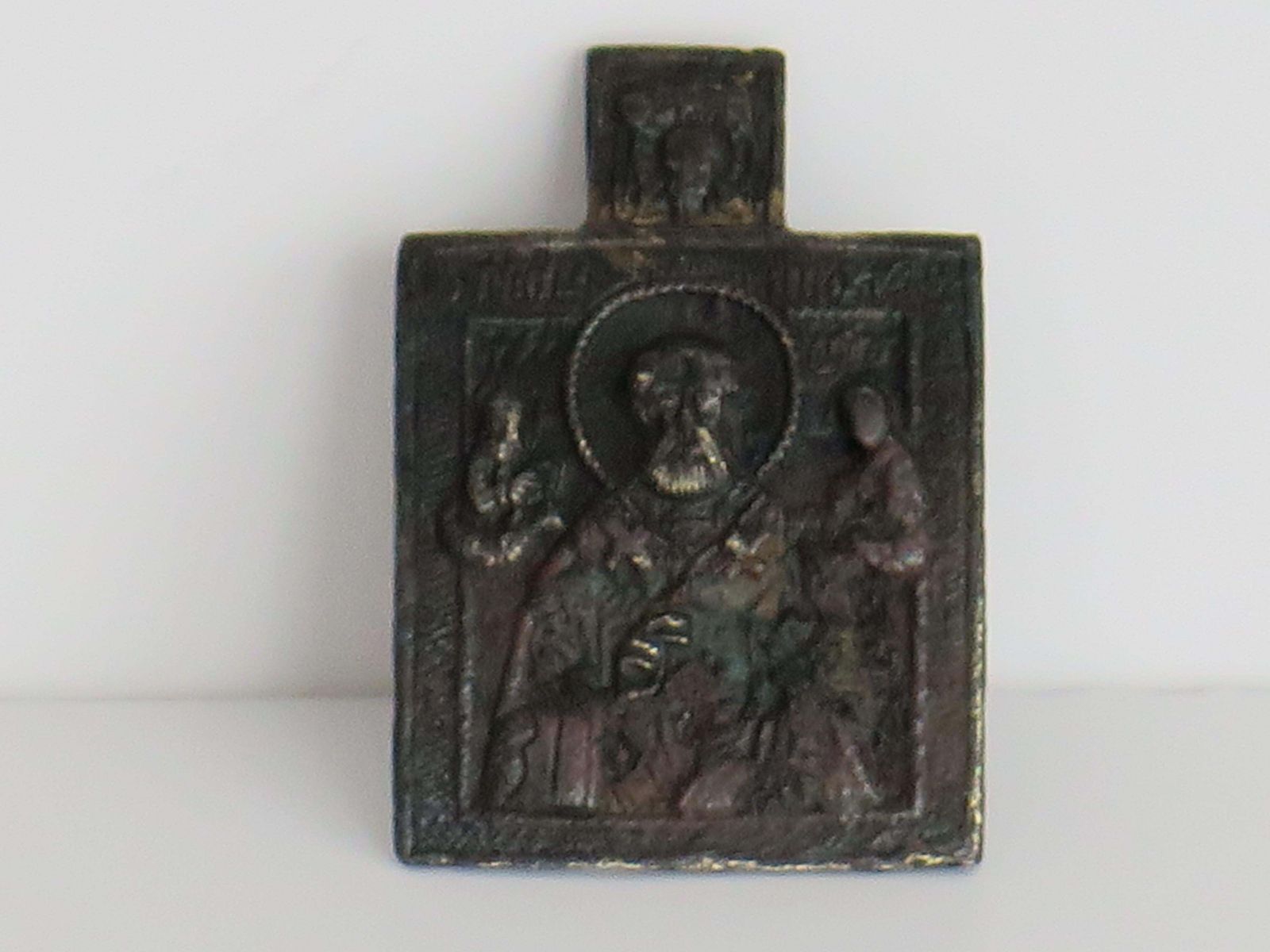Antiek Russisch bronzen reisicoon, Sint-Nicolaas, 18e eeuw photo 450.0