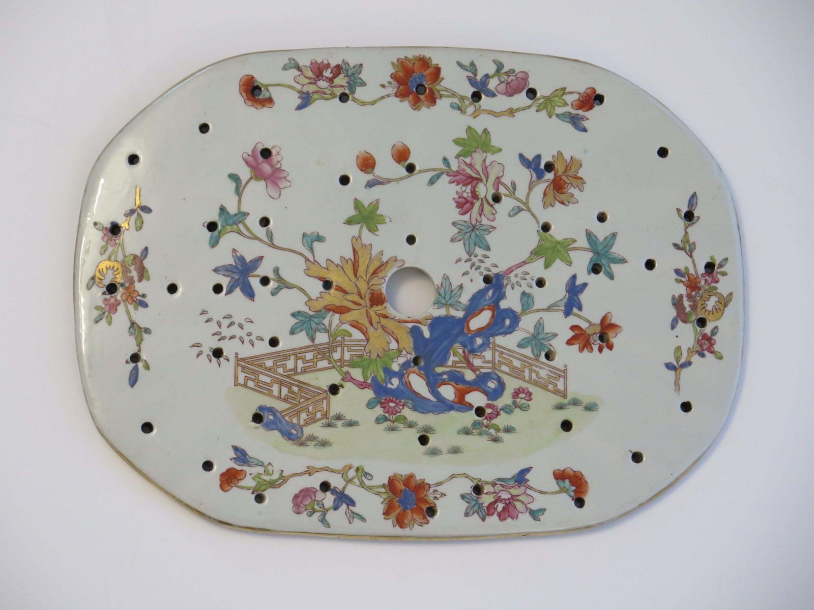 Mason's Ironstone afdruipbord, Fence Rock & Tree-patroon, 1818 photo furniture