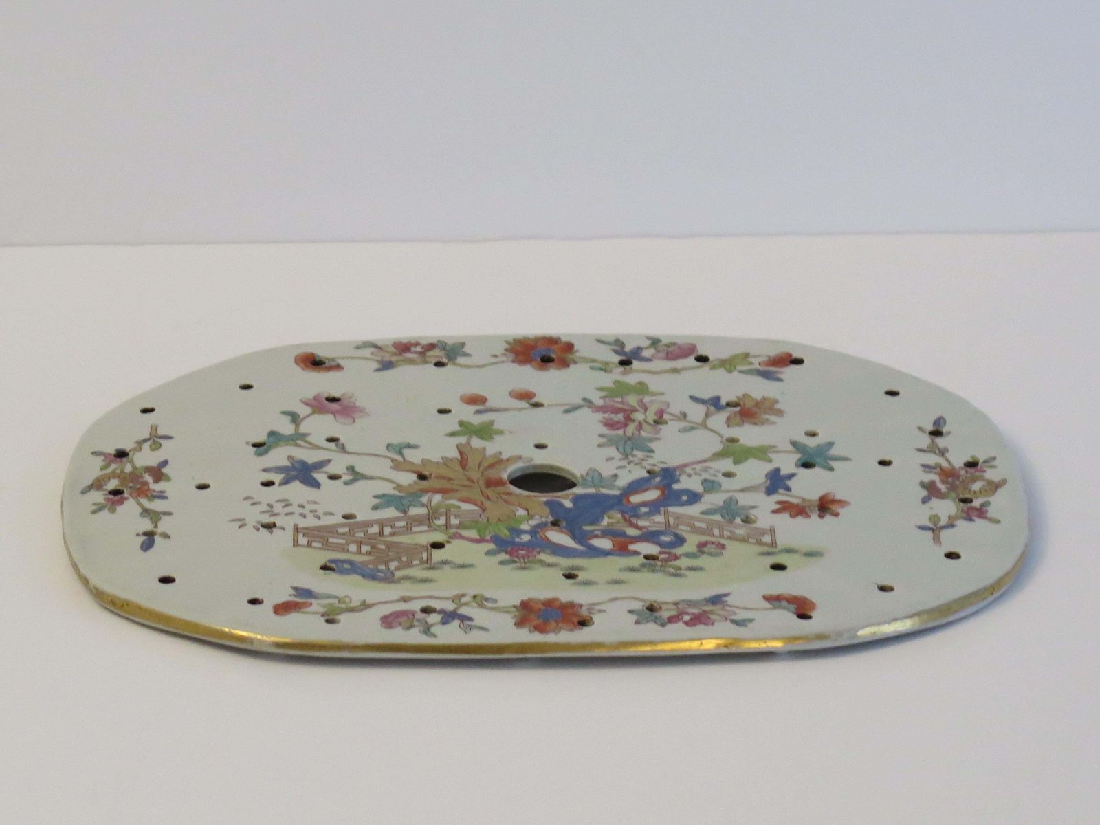 Mason's Ironstone afdruipbord, Fence Rock & Tree-patroon, 1818 photo 360.0