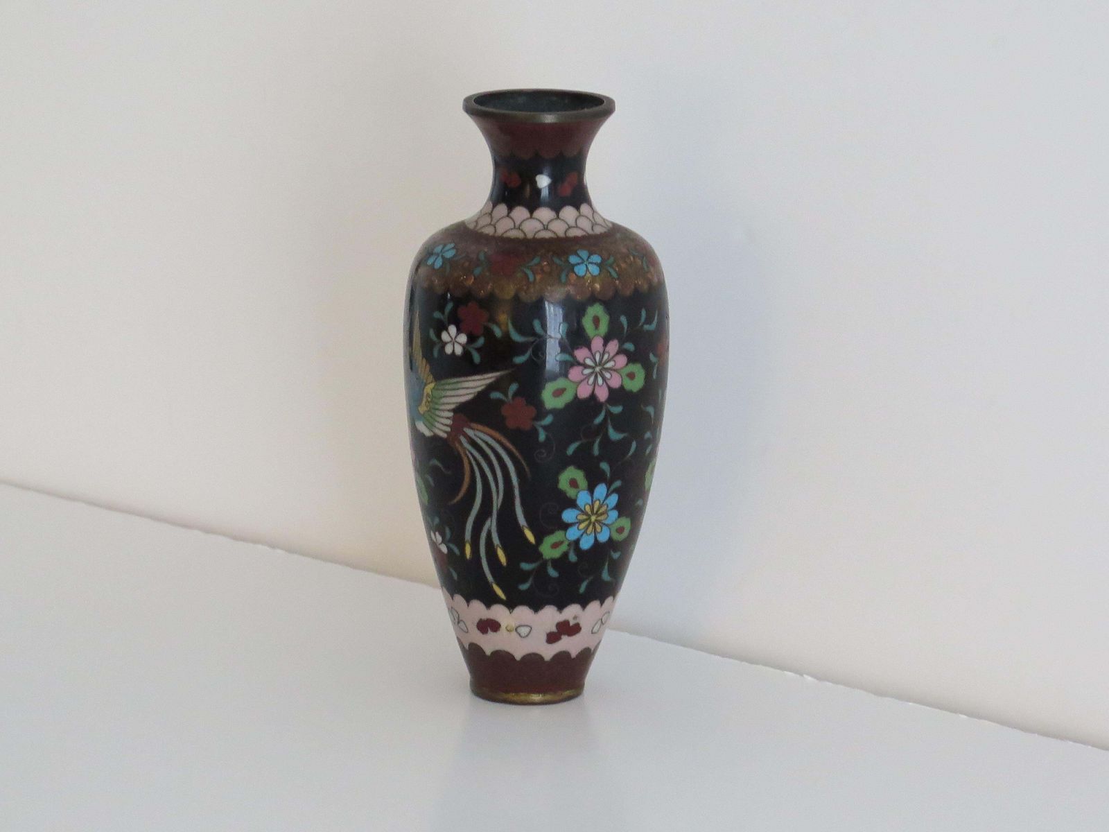Chinese cloisonné vaas, brons met fenixen, midden 19e eeuw, Qing photo 300.0