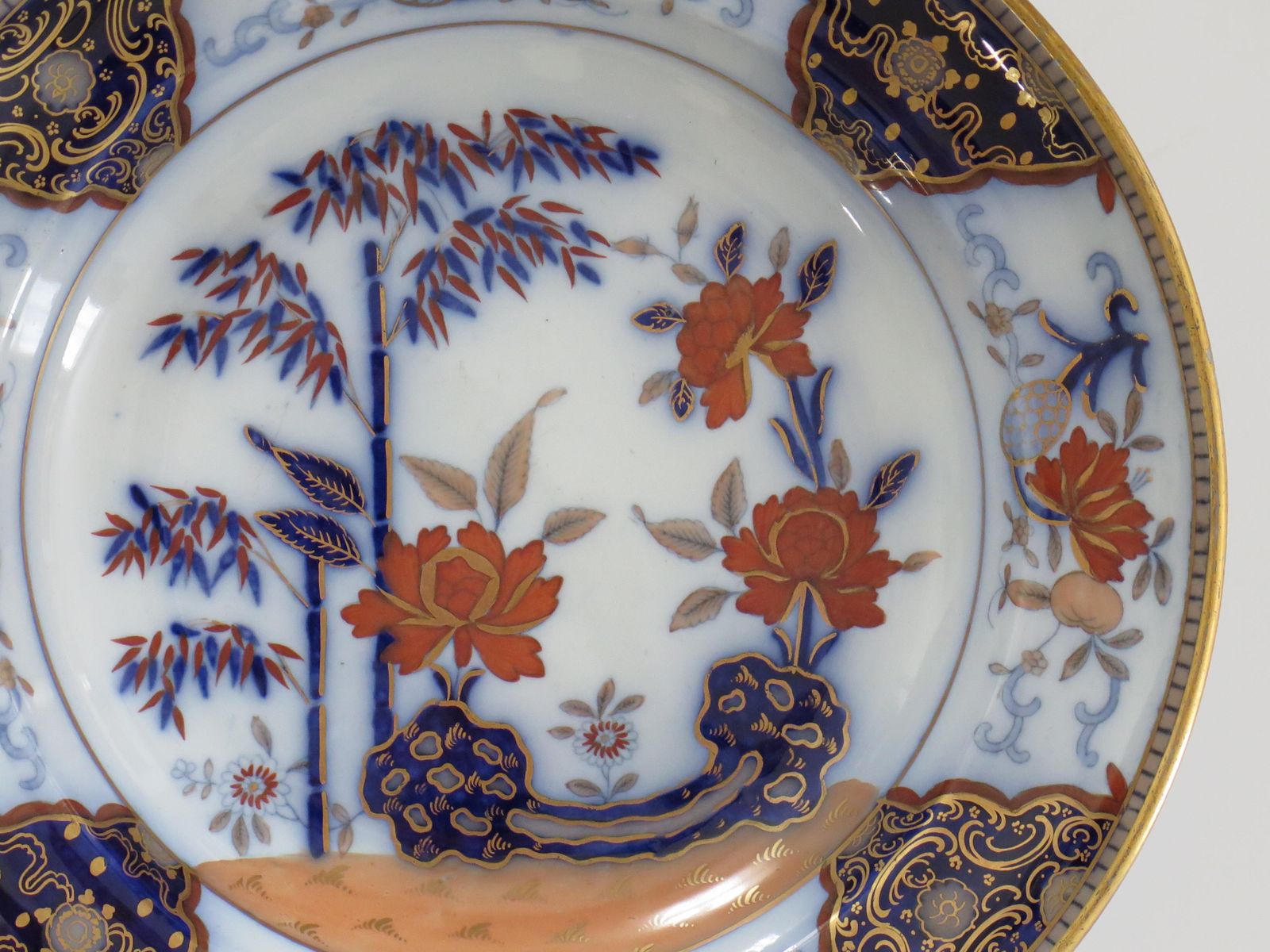 photo furniture Set Of Six Antique Ironstone Soup Bowls, Bamboo Pattern By Davenport, Circa 1815