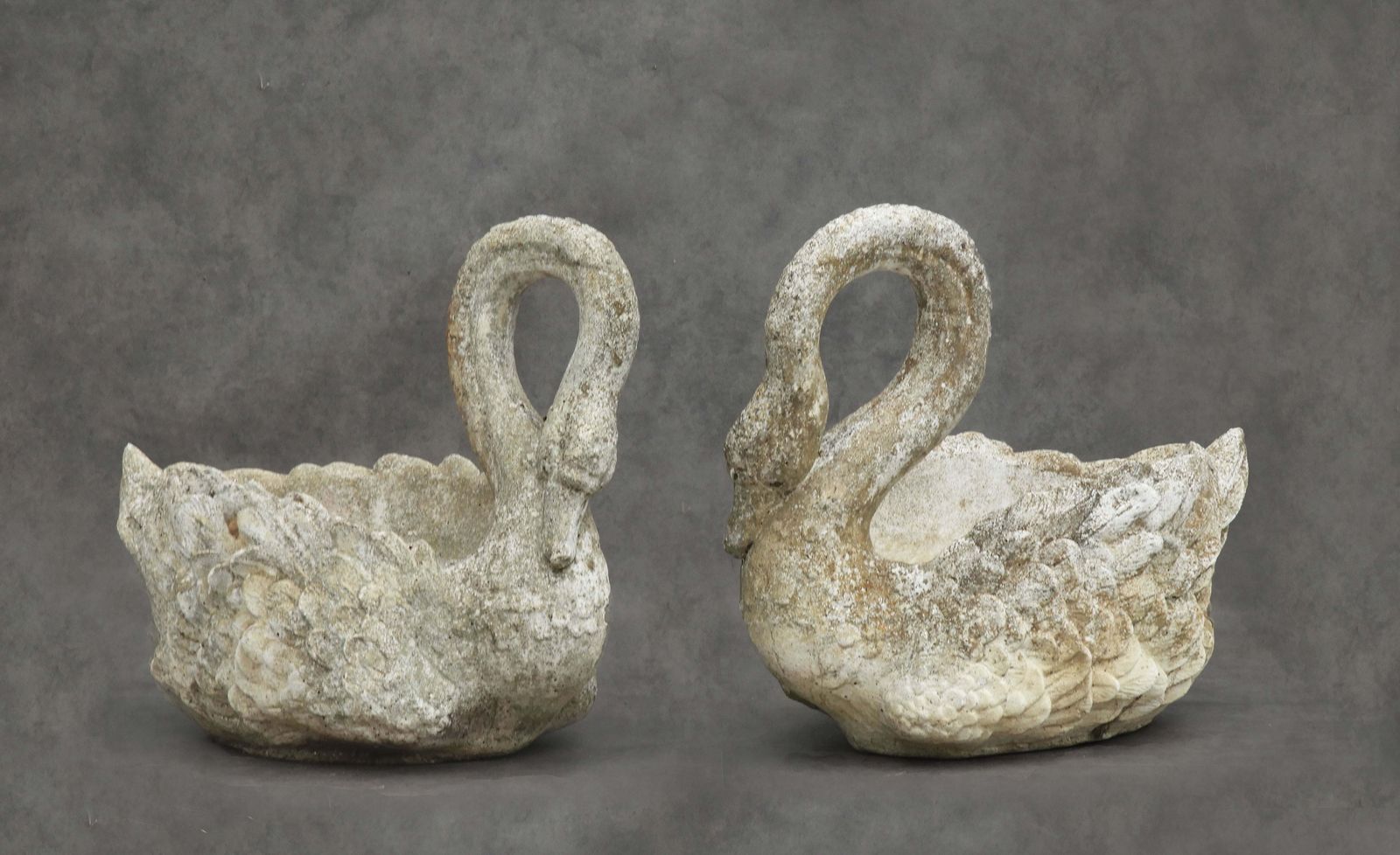 Pair Of Large French Swan Garden Planters Jardinières, Circa 1950s photo for sale