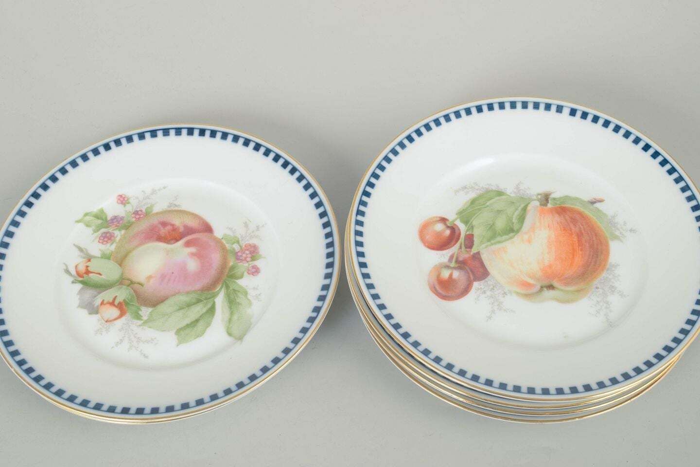 Rosenthal, Germany. Set Of Six Porcelain Plates With Fruit Motifs, 1930s photo for sale