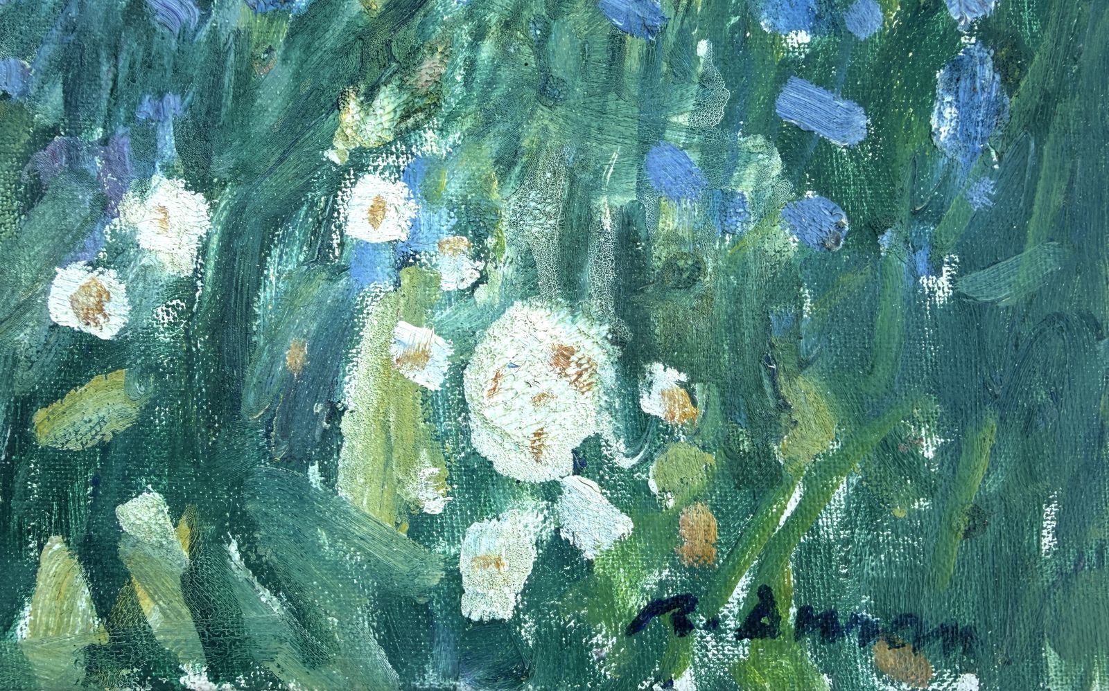 Rafael Duran Benet Fauvist Spanish Wildflower Landscape In Andalucia Mediterranean Oil Painting 1990s photo furniture