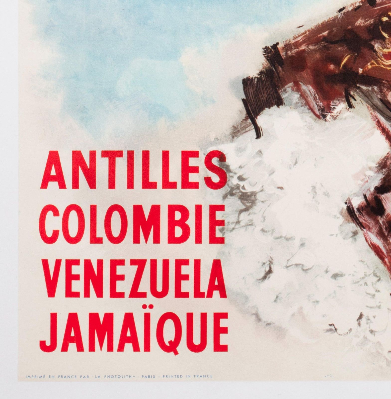 Cie Gle Transatlantique French Line Venezuela Jamaïque C1950s Travel Poster. photo buy