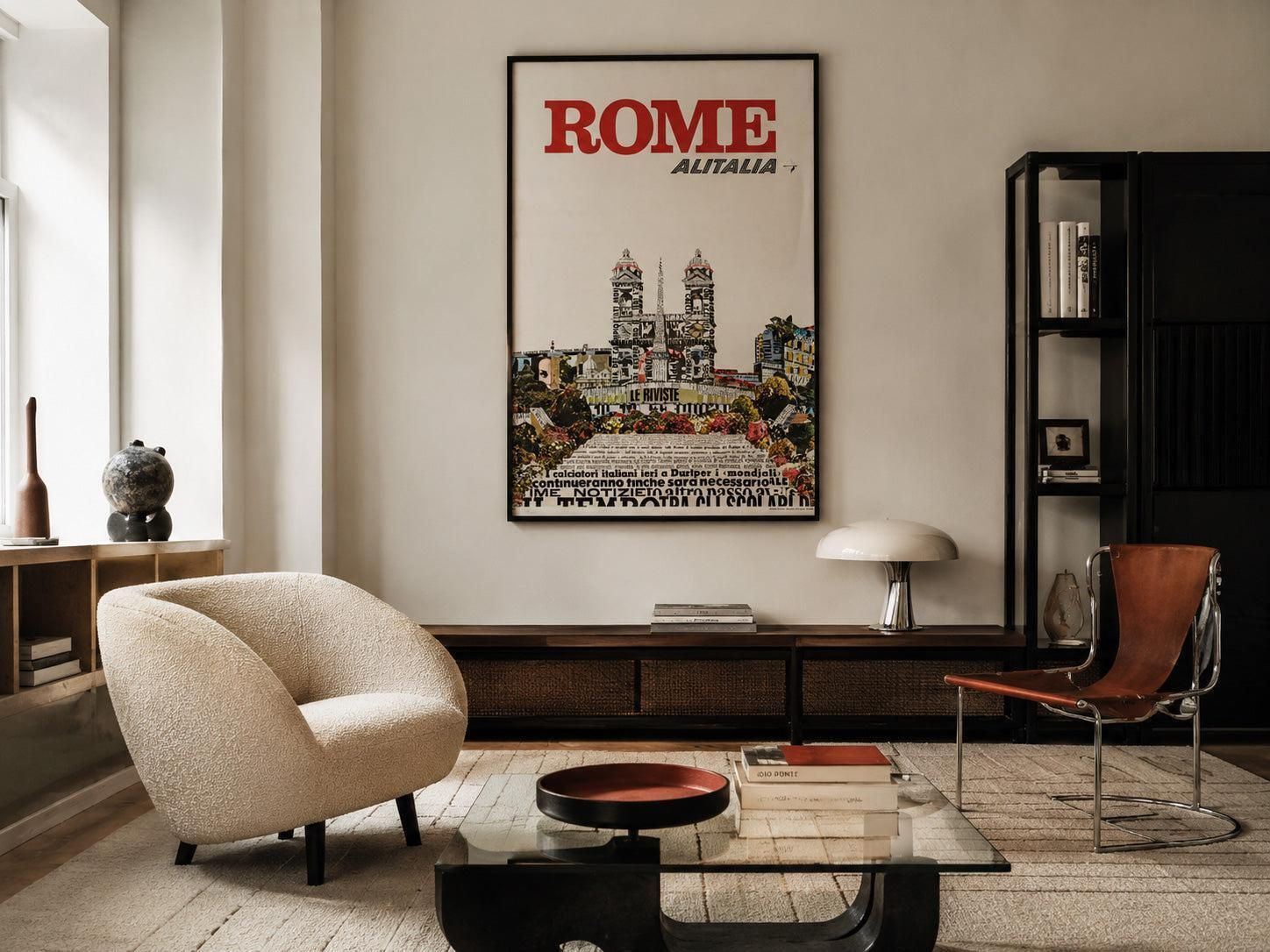 Rome 1966 Alitalia Airline Travel Poster, Harmut Hielscher. photo furniture