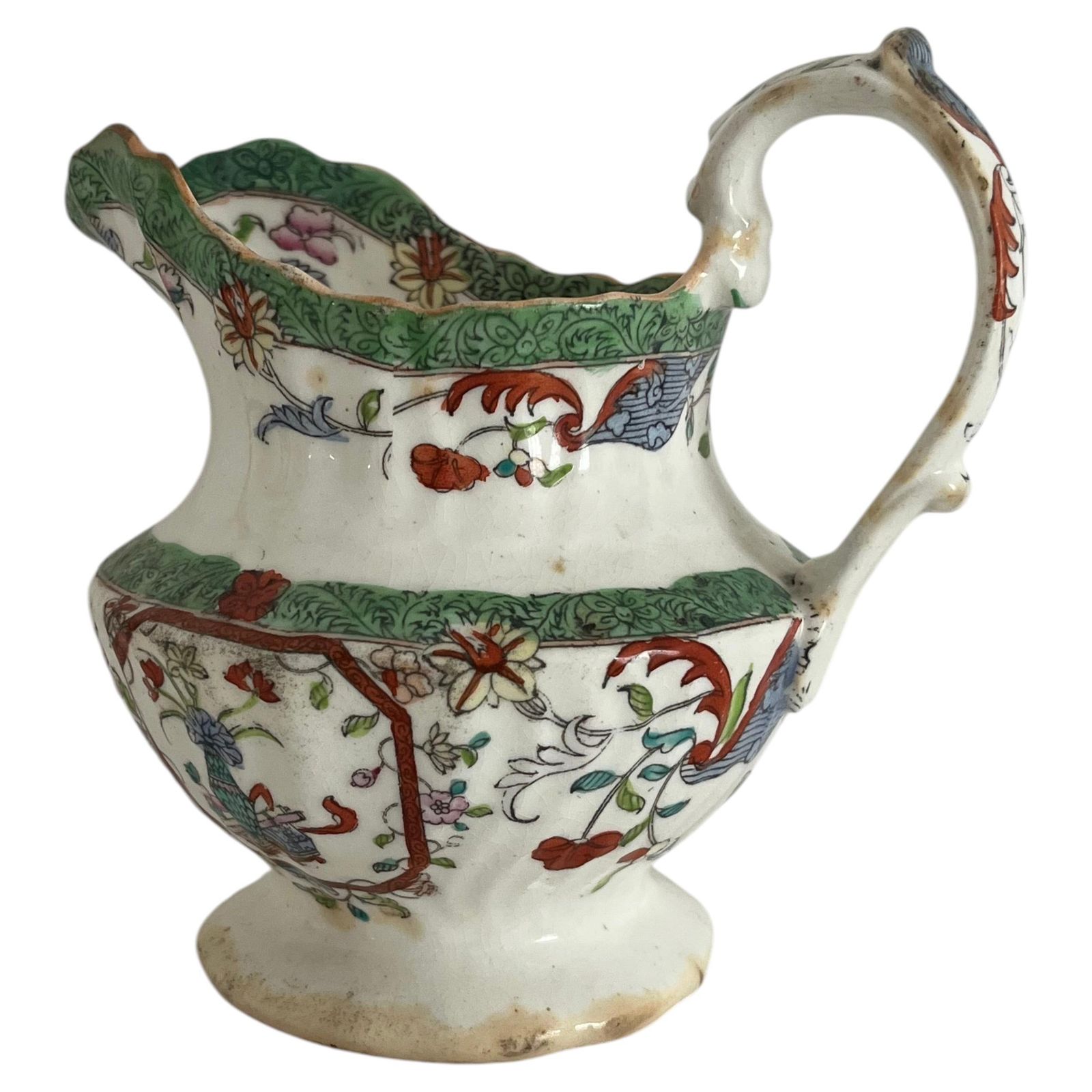 C.J. Mason Porselein Melkkan en Vaas, Engels, ca. 1830