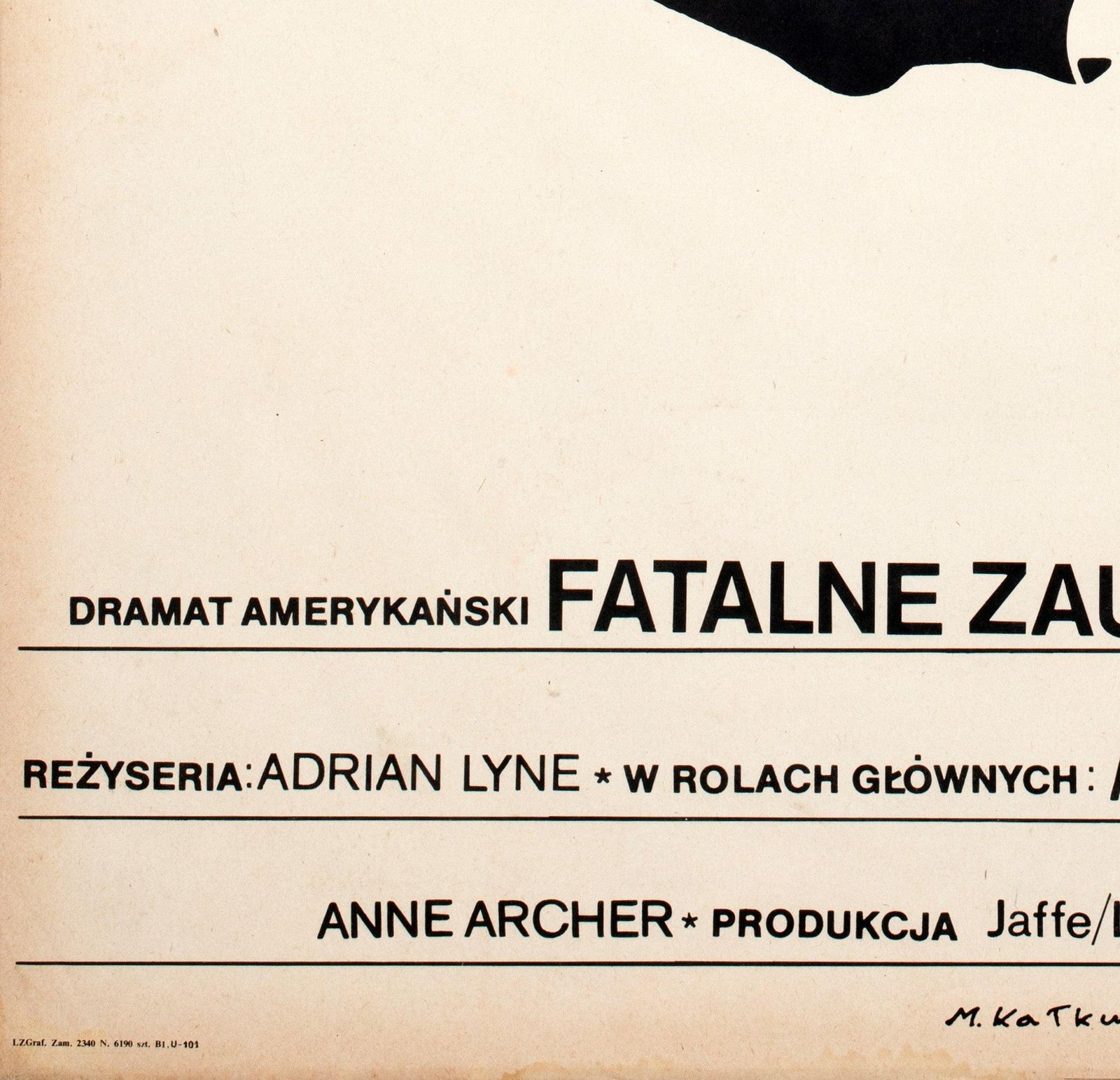 Fatal Attraction 1988 Pools B1 filmaffiche, Maciej Kalkus. photo buy