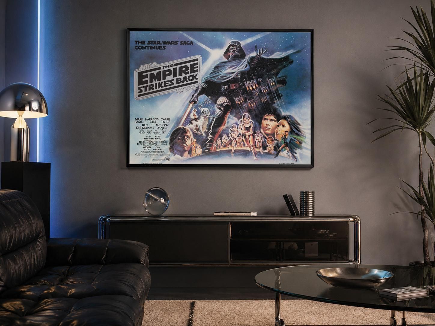 The Empire Strikes Back 1980 Uk Quad Black Title Style, Tom Jung Film Poster. photo furniture