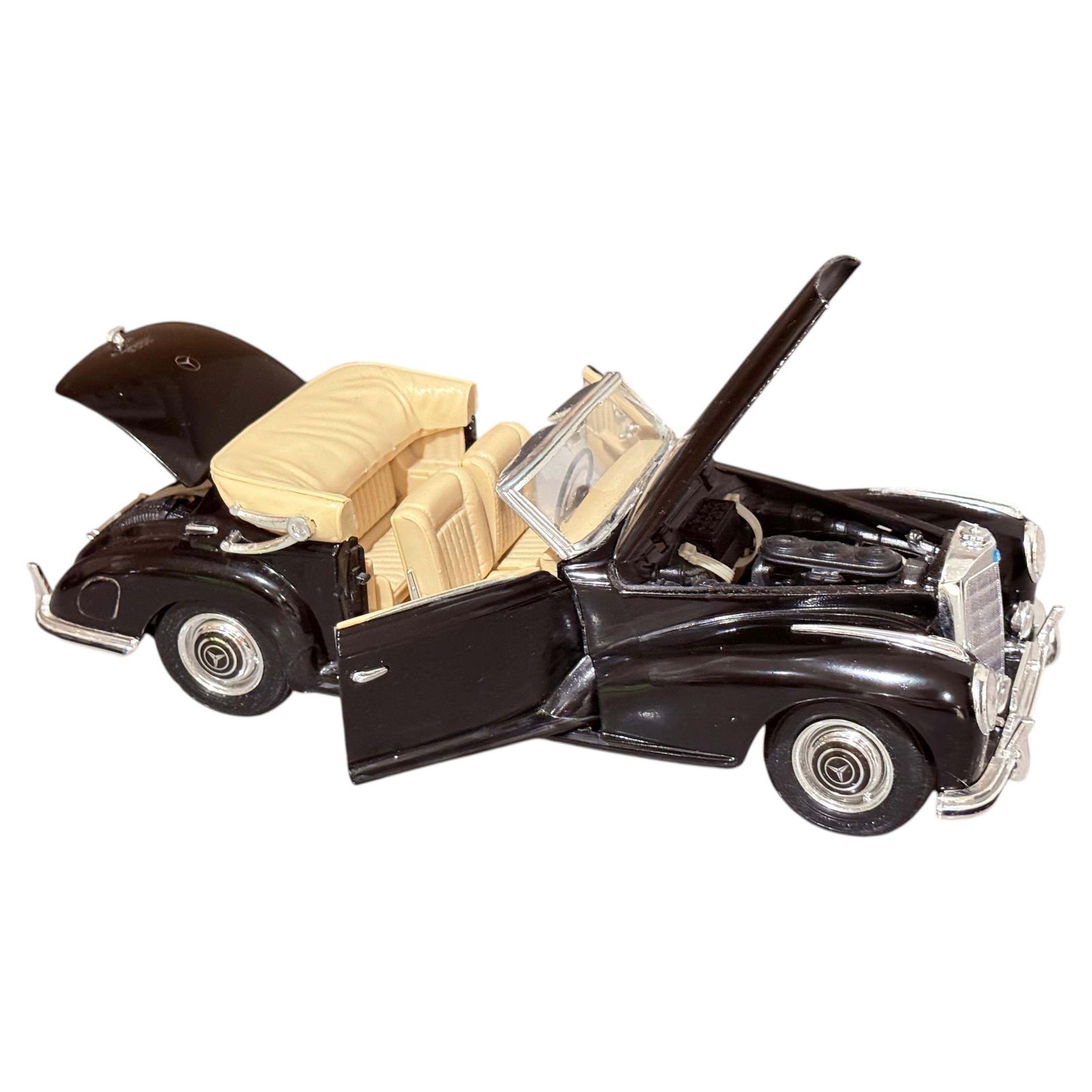 Vintage Model Car Mercedes Benz 300 S Cabriolet Black Cream Collectible Classic