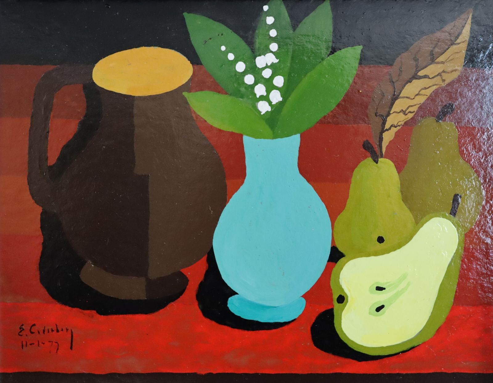 Blue Vase & Pears Oil Painting photo Art