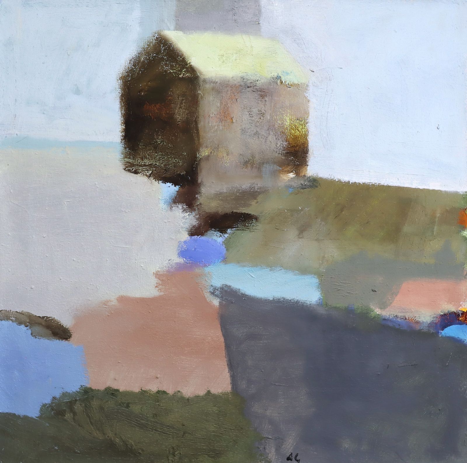Huis boven de velden, olieverfschilderij photo Kunst