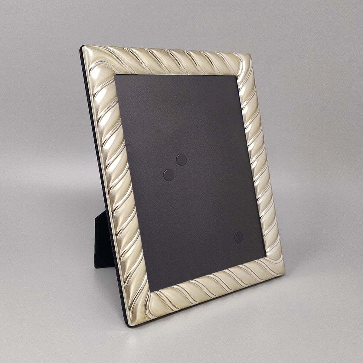 Fotolijst uit de jaren 1970 in verzilverd metaal met glas, gemaakt in Italië photo furniture