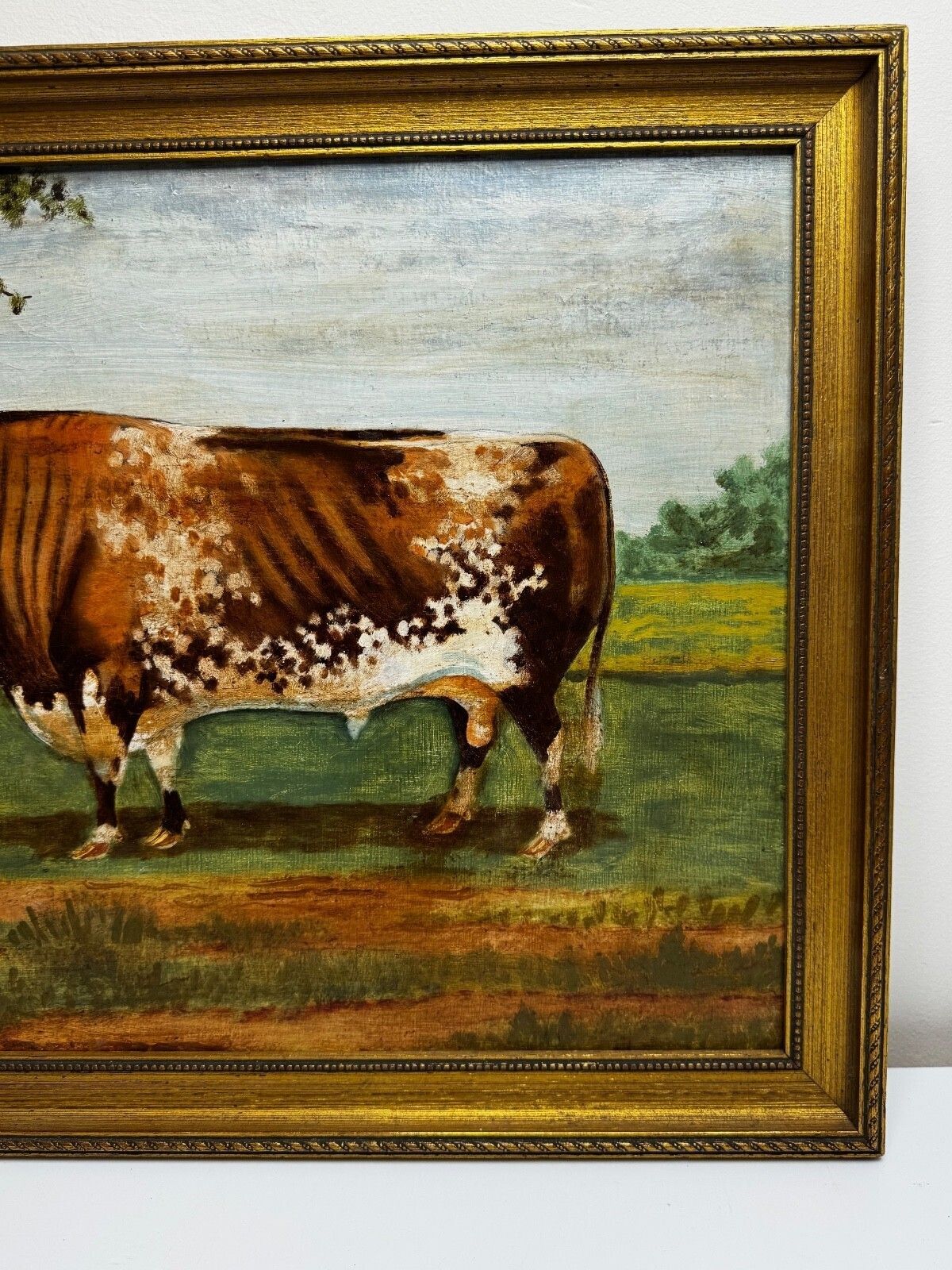 Victorian Prized Shorthorn Bull Oil Painting British School Manner William Ward photo vinterior
