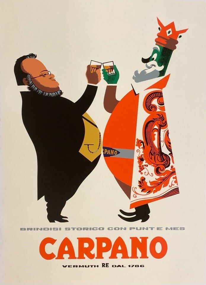 Armando Testa, jaren 1960   Carpano (Cavour)   Vintage Poster op Linnen Geplakt op Canvas 100 x 70 cm photo furniture