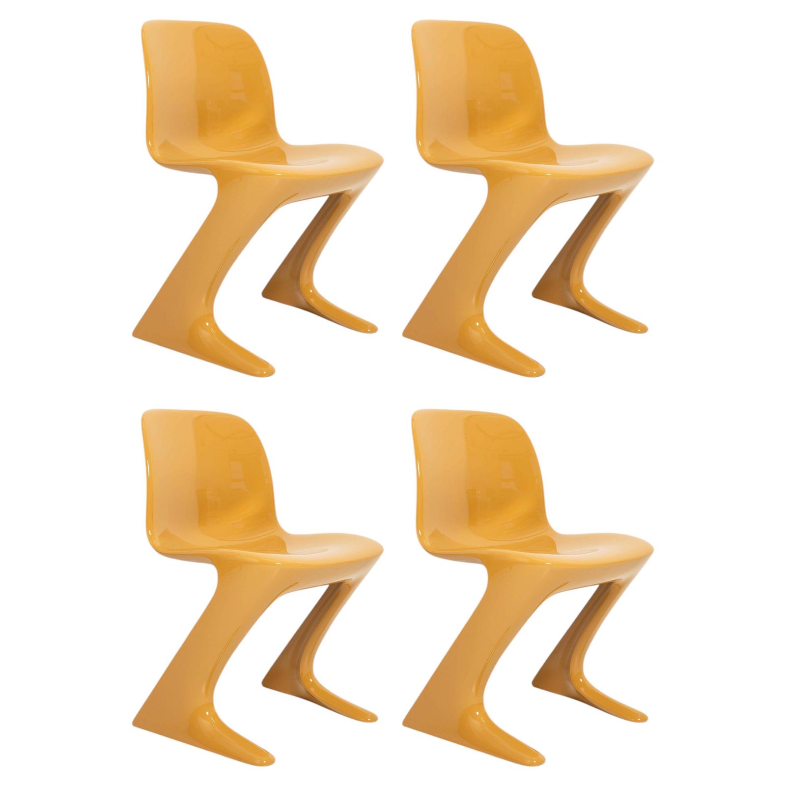 Four Brown Beige Kangaroo Chairs Designed By Ernst Moeckl, Germany, 1968