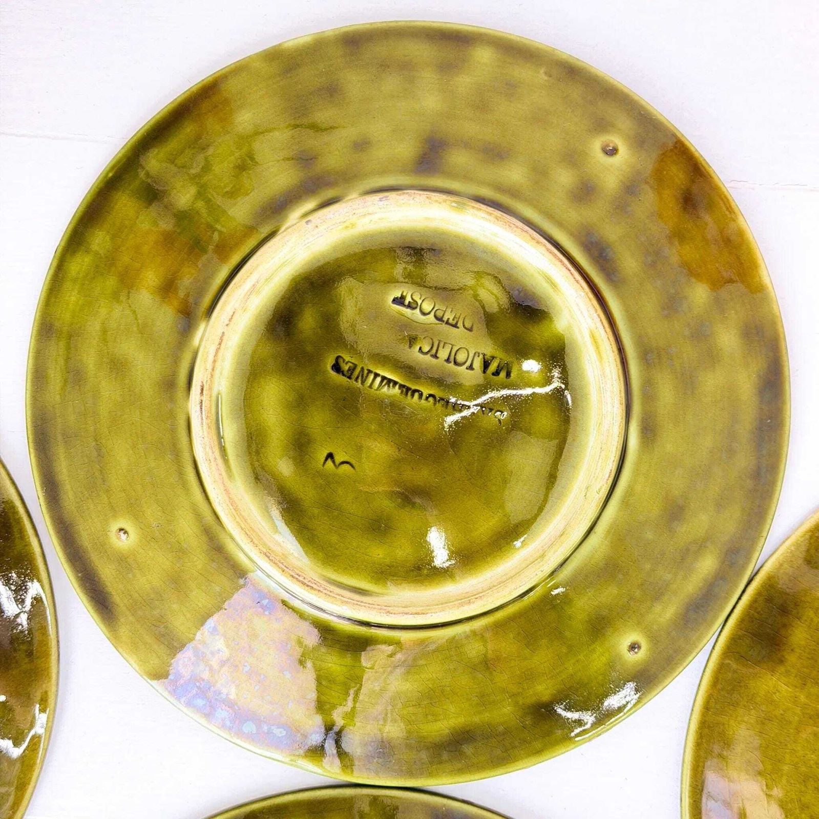 photo buy Antiek Sarreguemines Majolica Bordenset, Druivenrank en Vlechtwerk