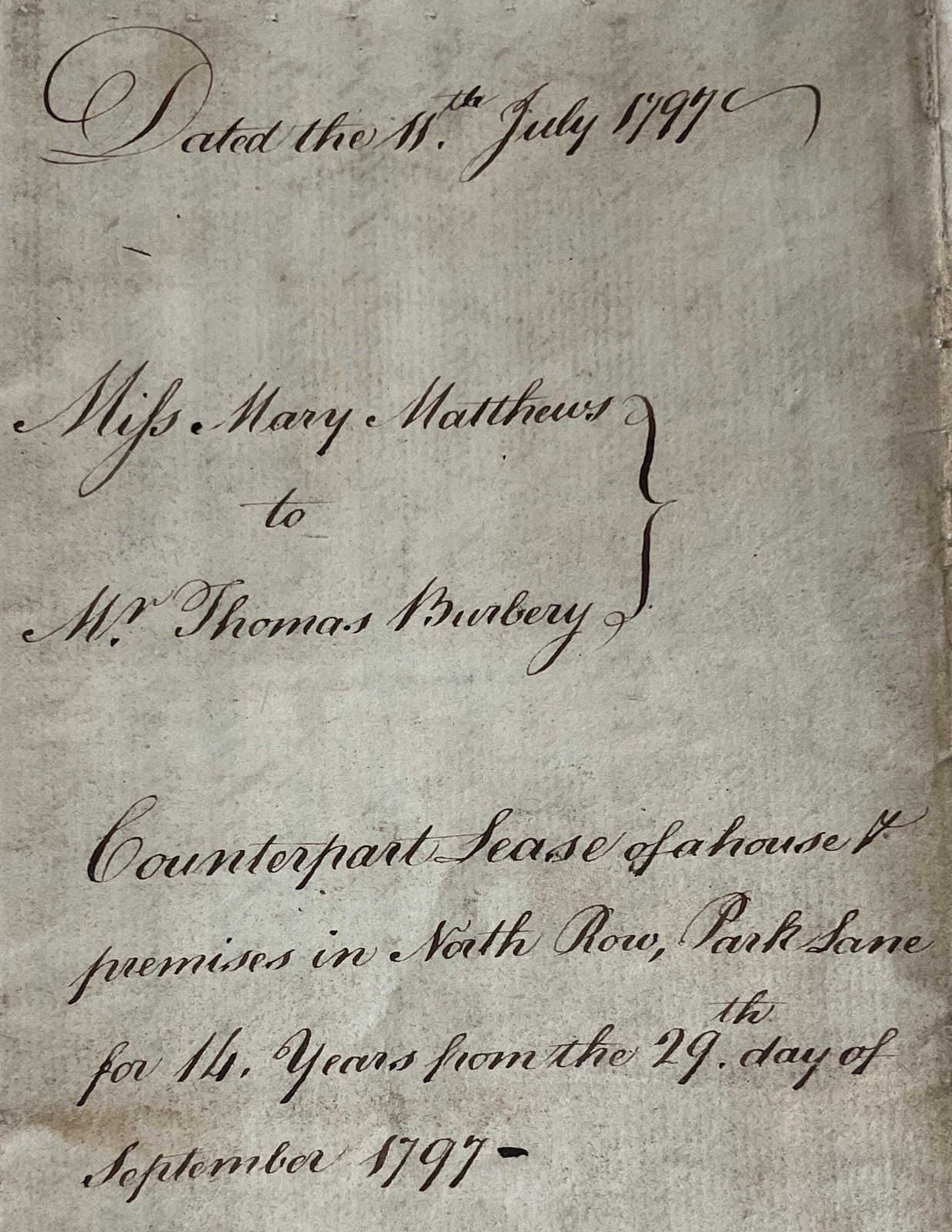 1797 Georgisch Huurcontract, Origineel Manuscript - Londense Eigendom, Park Lane en Clausule Verboden Beroepen photo vinterior