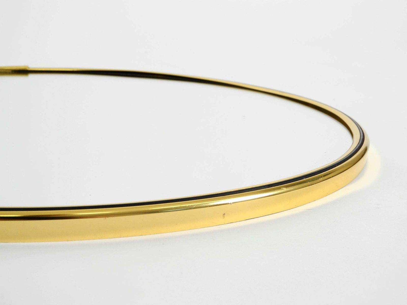 Ronde mid-century modern wandspiegel van messing, Lenz photo vinterior