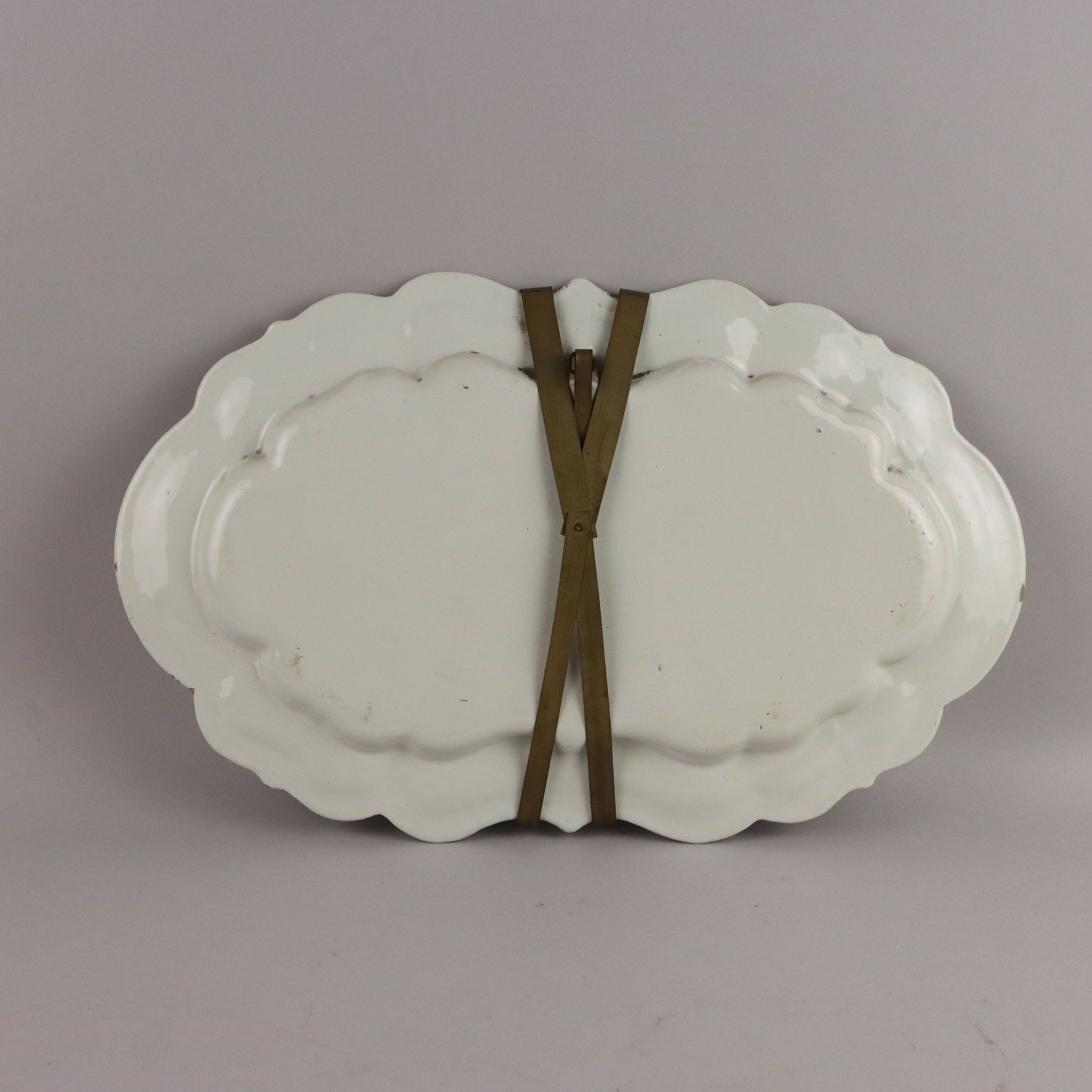 Antiek Ovaal Dienblad Majolica Decoraties Italië XVIII Eeuw photo vinterior