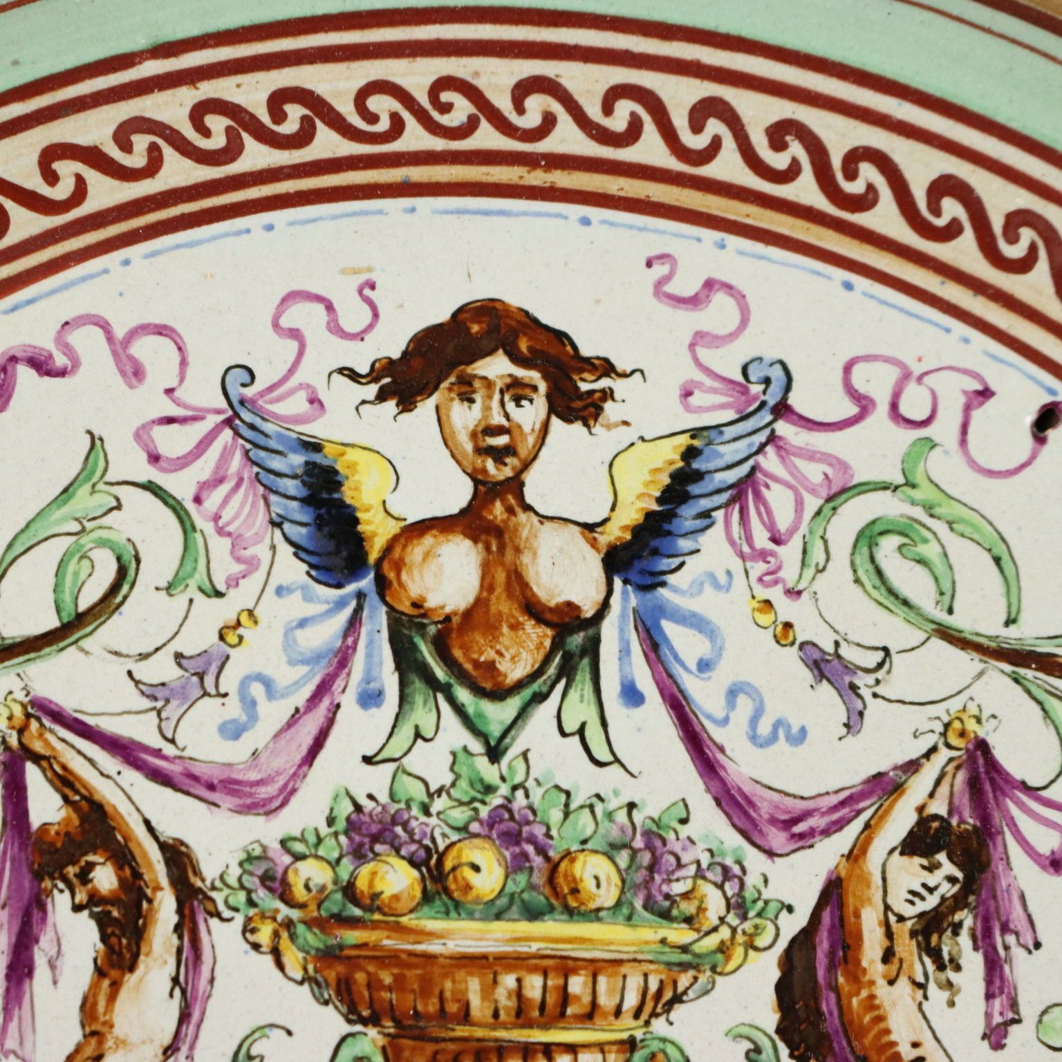 Assiette d'époque en majolique à décor de fruits, Italie, XXe siècle photo Décoration