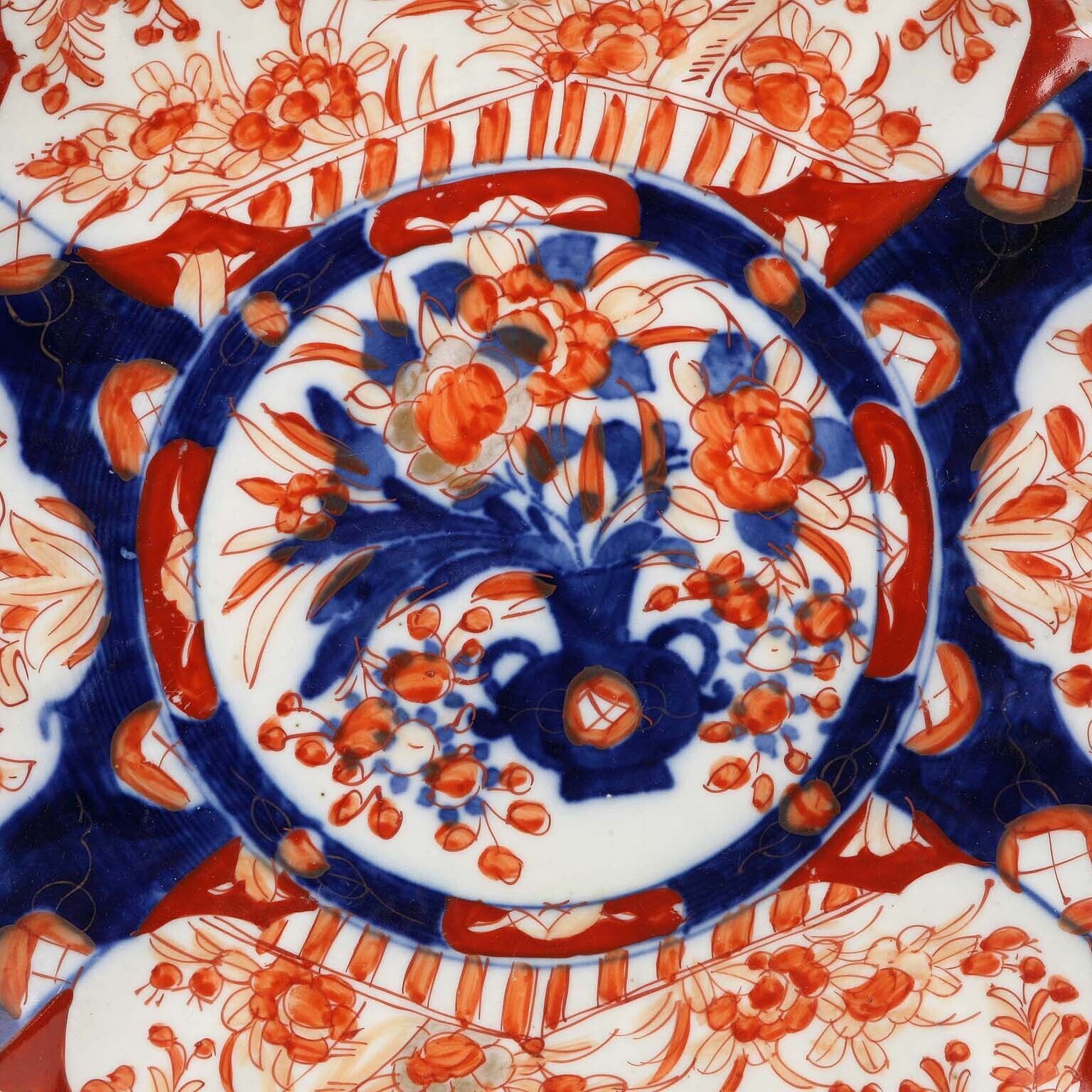 Antique Porcelain Plate Decorations Flowers Japan XIX Century photo for sale