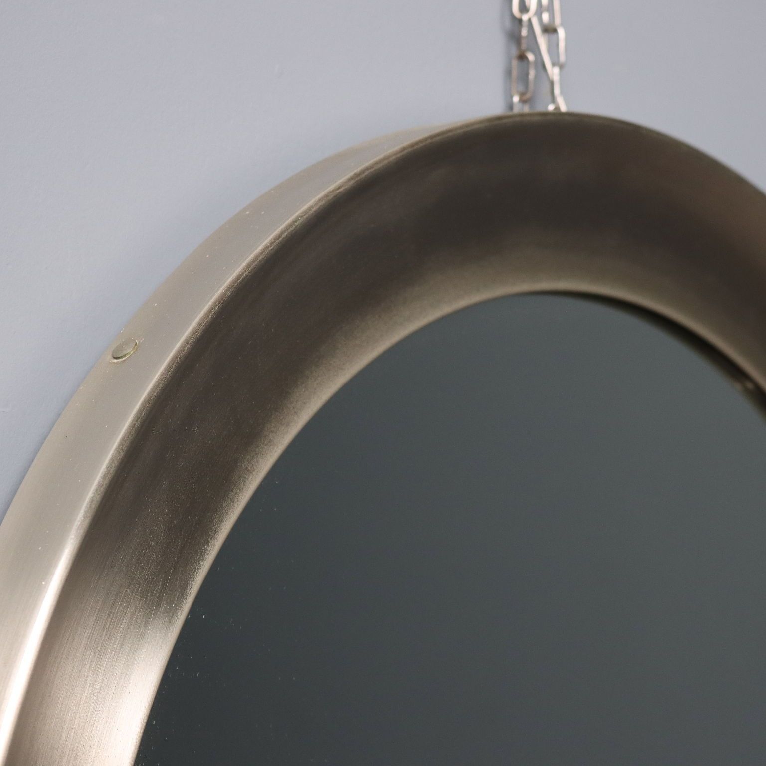 Miroir rond vintage, cadre en fer, verre, Italie, années 1960 photo Décoration