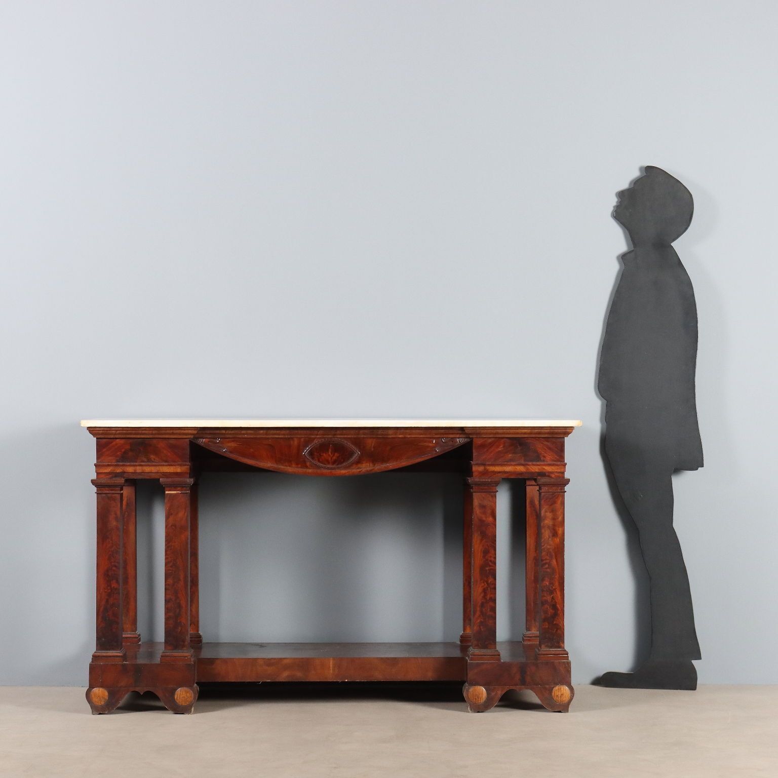 Empire consoletafel Wit Marmer Mahonie 19e Eeuw photo for sale