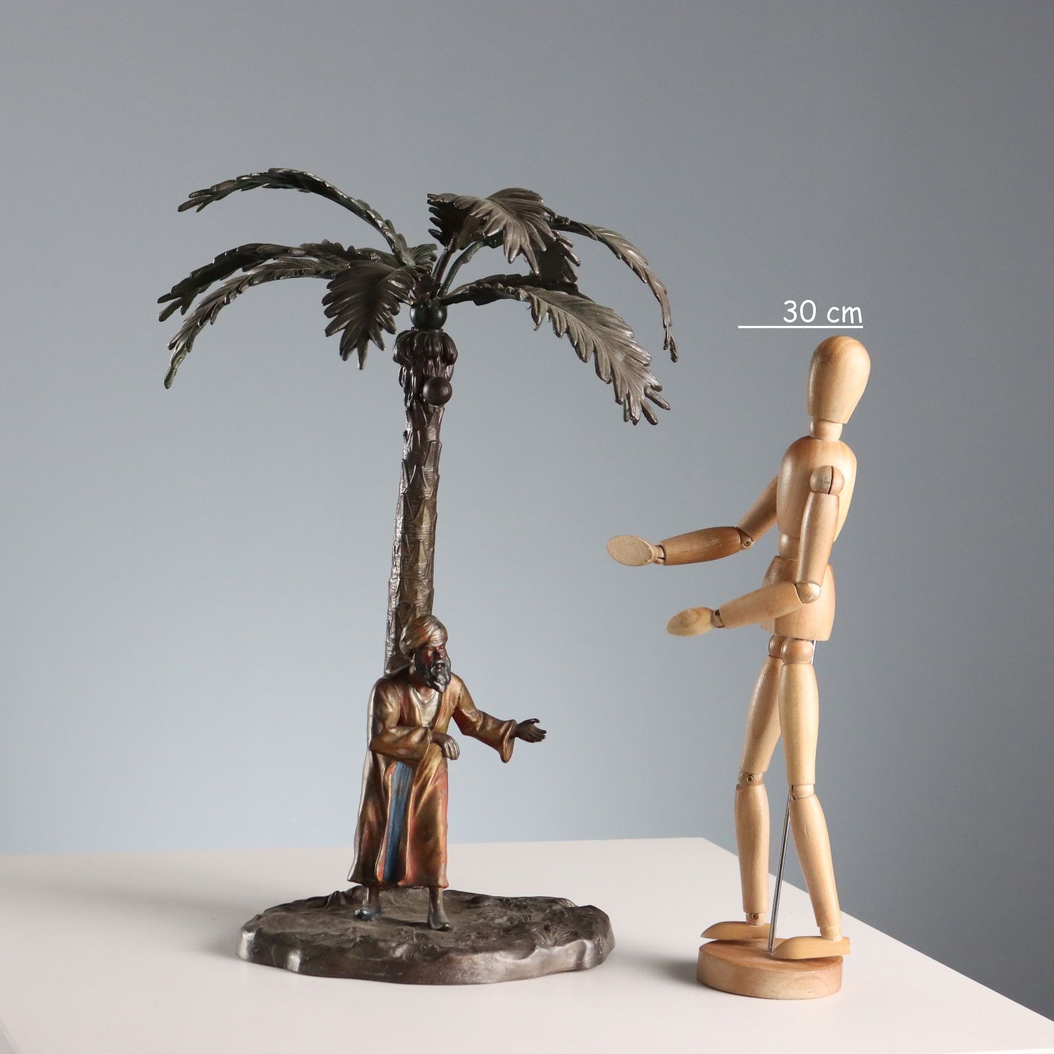 Sculpture Oriental Man Painted Metal XX Century photo furniture