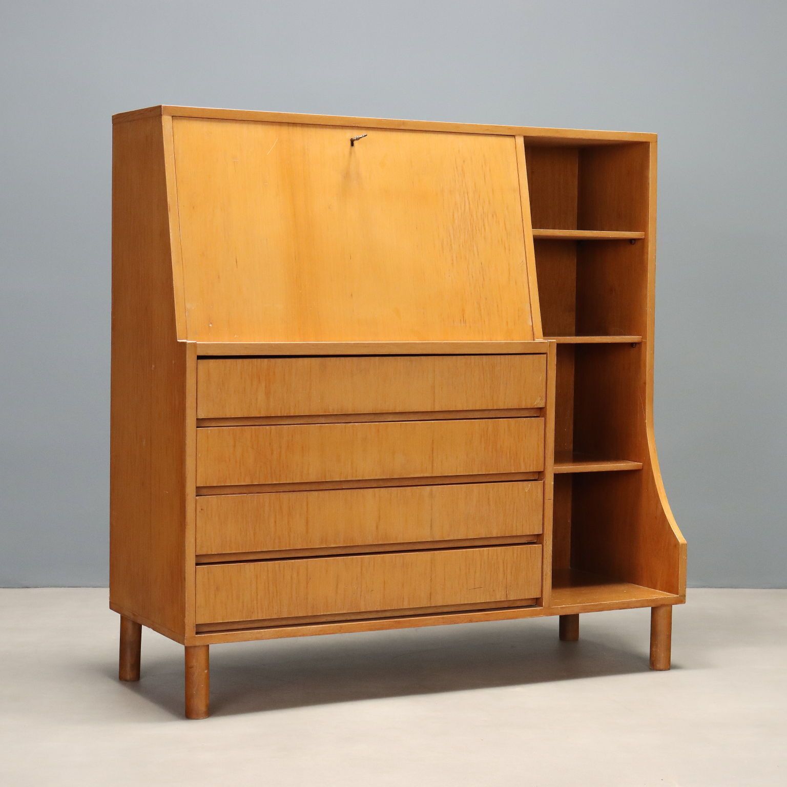 Vintage kast met ladeblok, esdoornfineer, jaren 1960