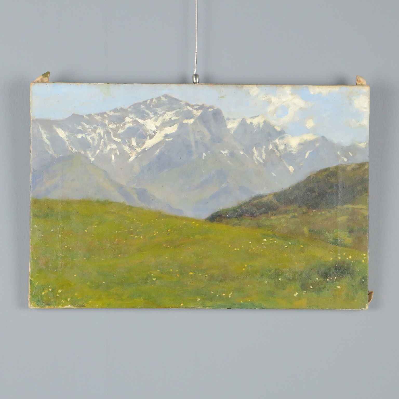 Schilderij van Eugenio Spreafico, Alpenlandschap met koeien